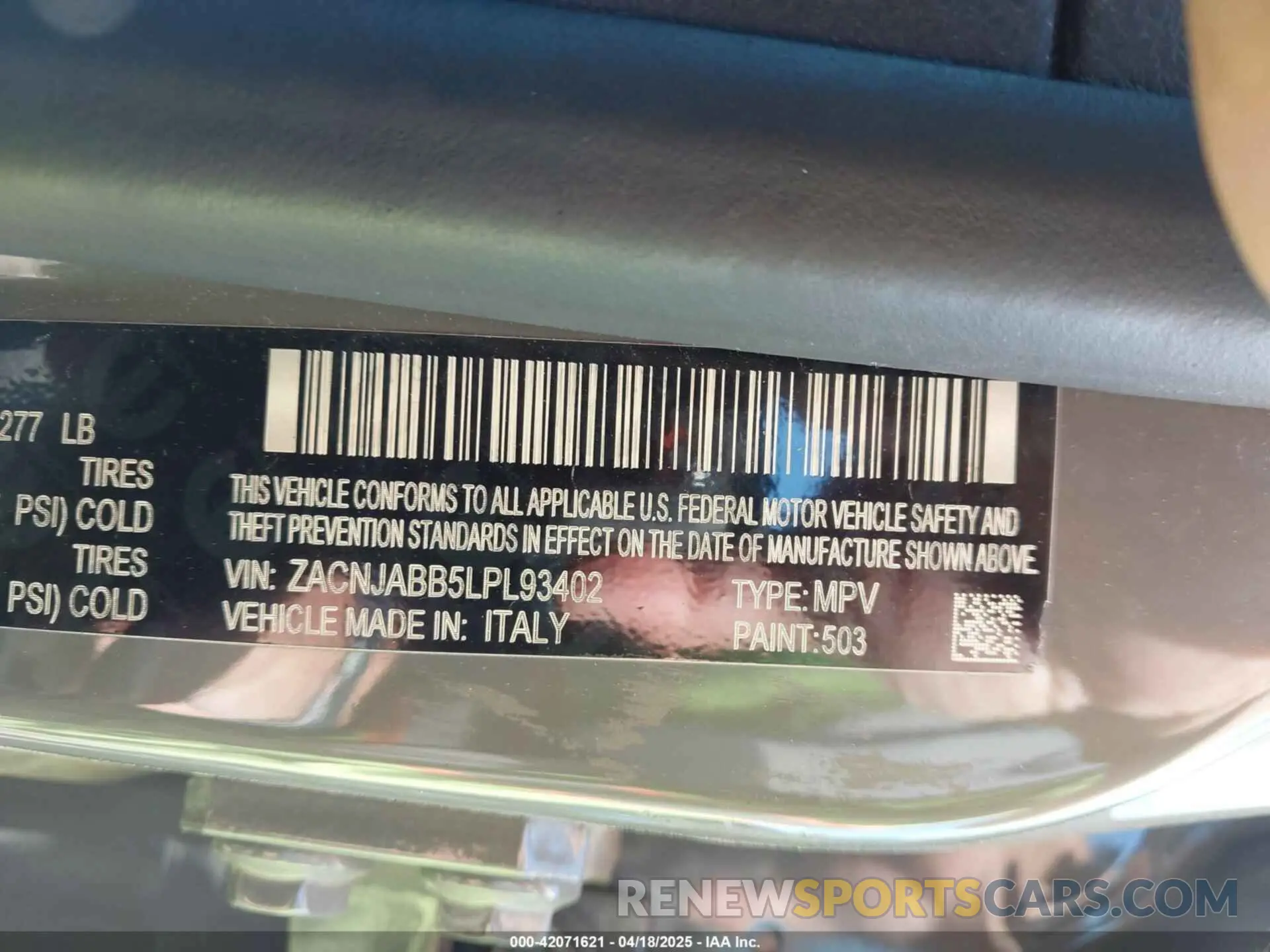 9 Photograph of a damaged car ZACNJABB5LPL93402 JEEP RENEGADE 2020