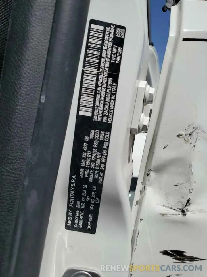 12 Photograph of a damaged car ZACNJABB8LPL51905 JEEP RENEGADE 2020