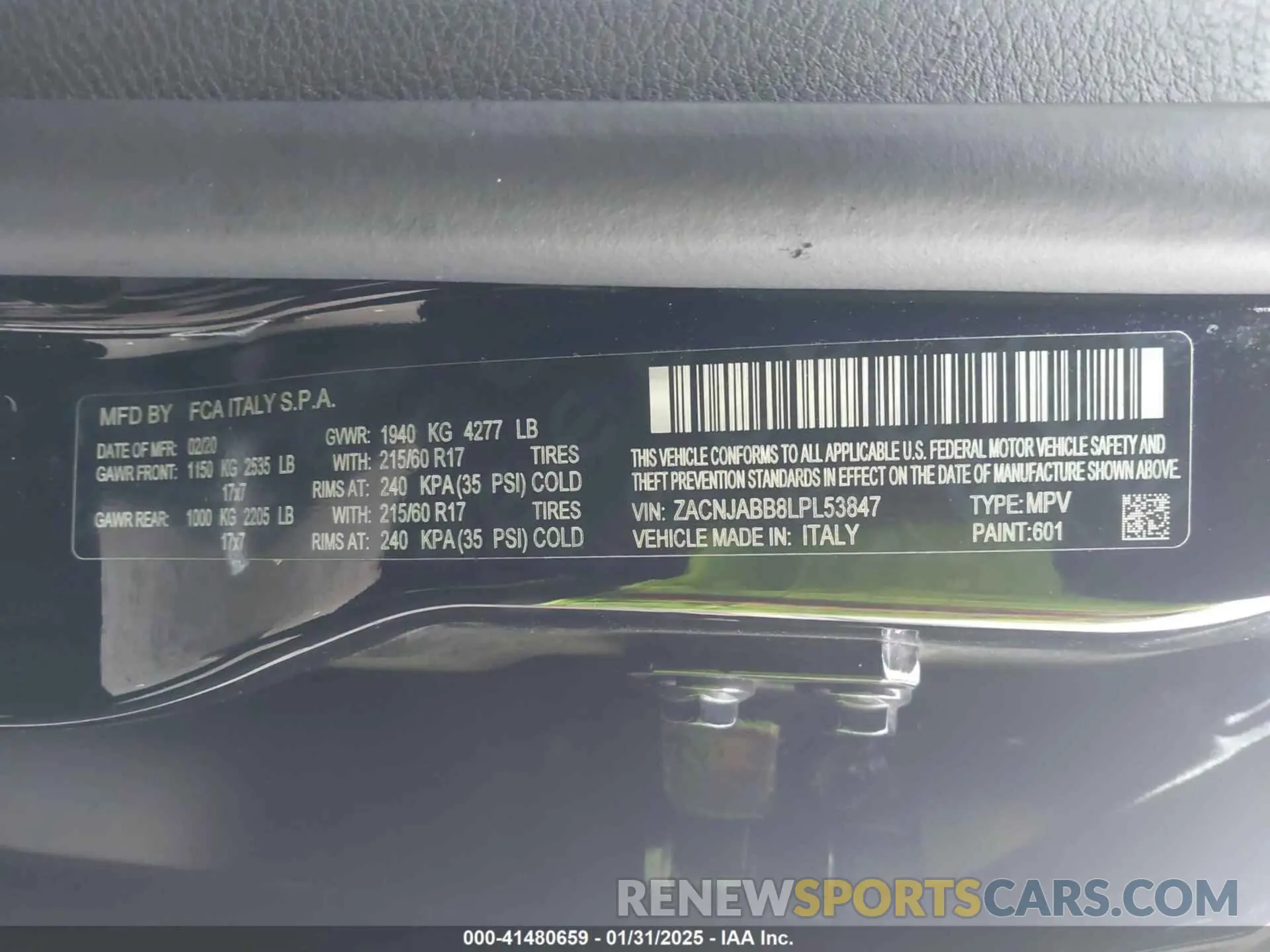 9 Photograph of a damaged car ZACNJABB8LPL53847 JEEP RENEGADE 2020