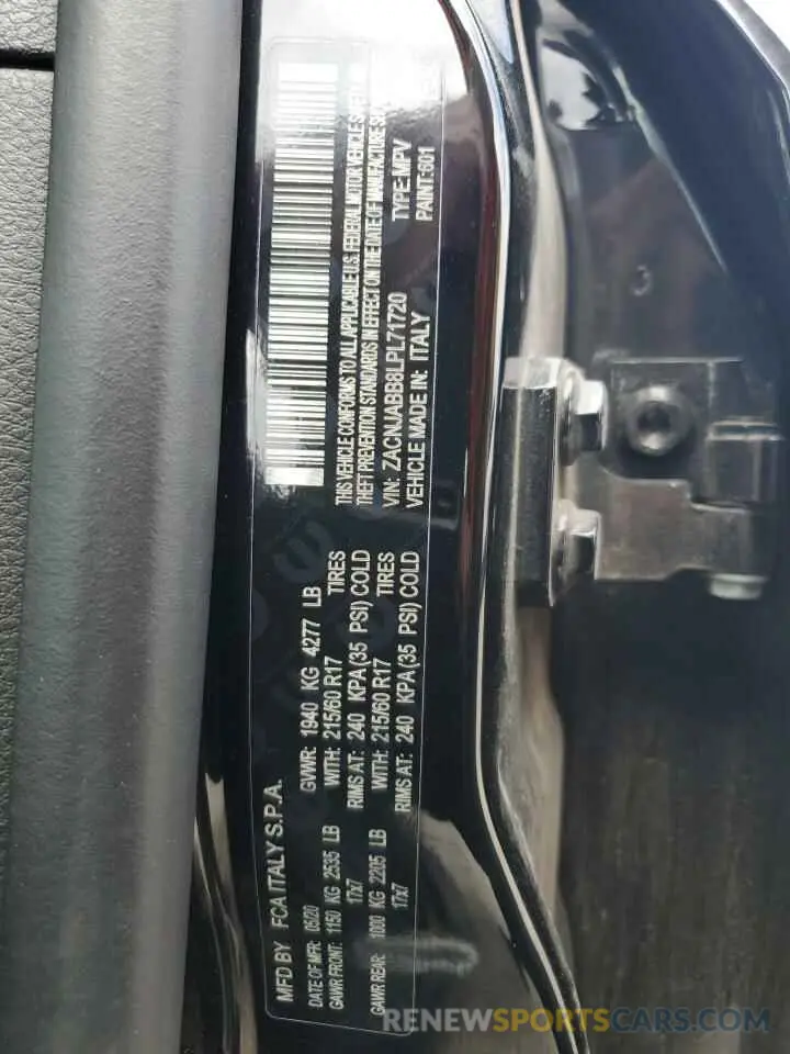 12 Photograph of a damaged car ZACNJABB8LPL71720 JEEP RENEGADE 2020