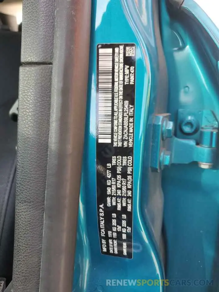 13 Photograph of a damaged car ZACNJABB9LPL25409 JEEP RENEGADE 2020