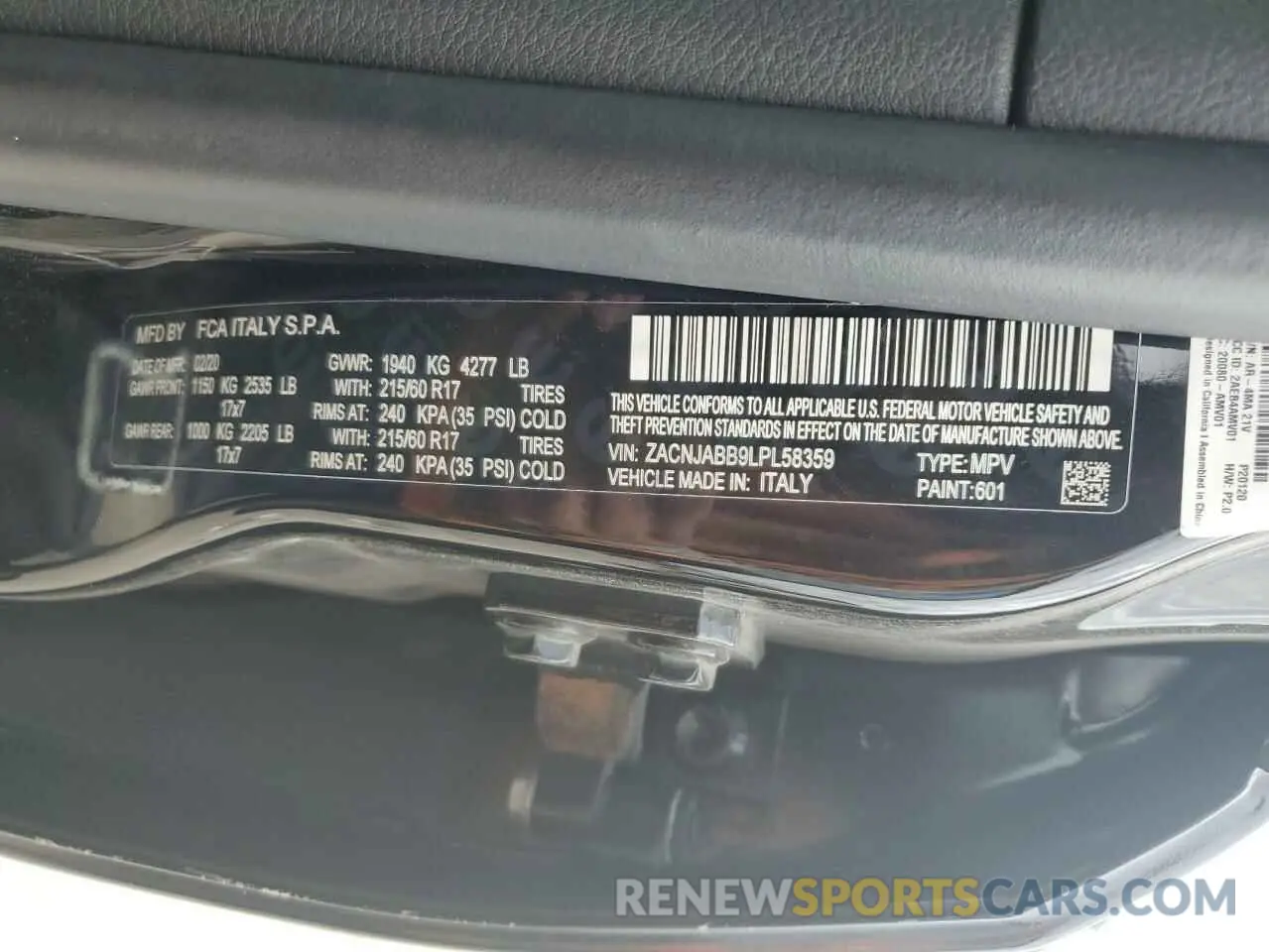 13 Photograph of a damaged car ZACNJABB9LPL58359 JEEP RENEGADE 2020