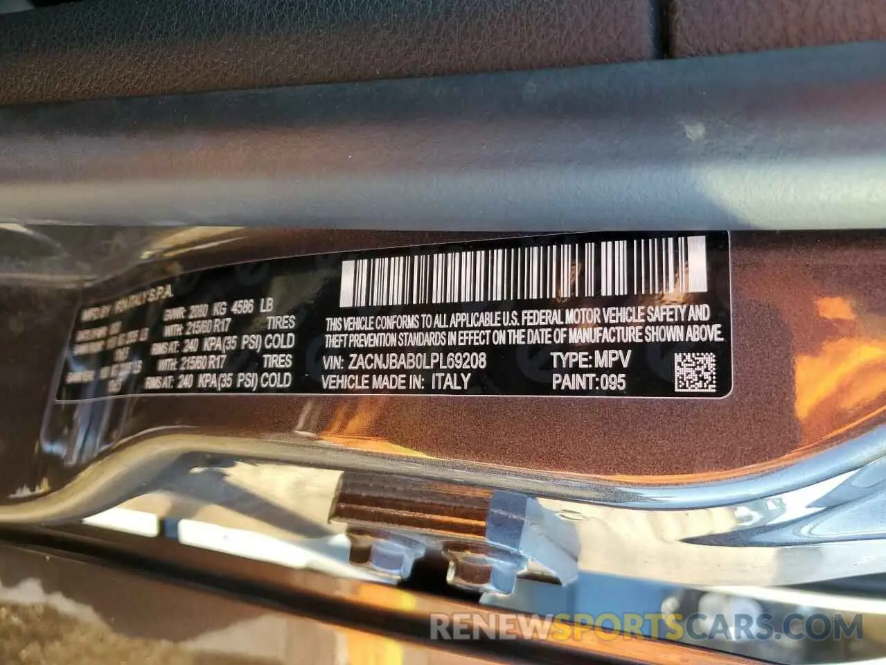 12 Photograph of a damaged car ZACNJBAB0LPL69208 JEEP RENEGADE 2020