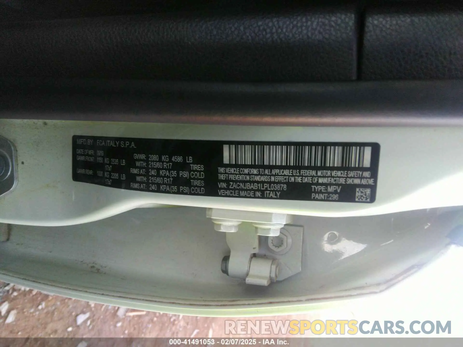 9 Photograph of a damaged car ZACNJBAB1LPL03878 JEEP RENEGADE 2020
