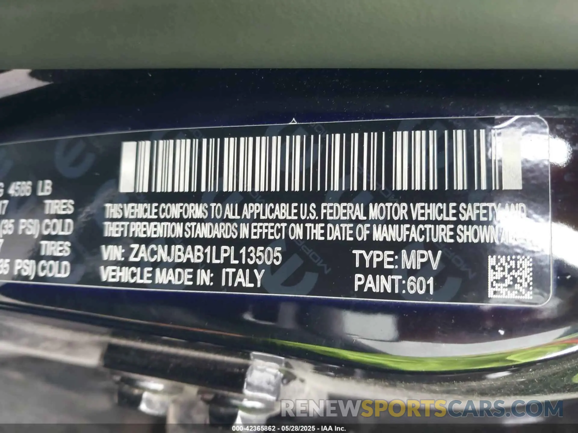 9 Photograph of a damaged car ZACNJBAB1LPL13505 JEEP RENEGADE 2020