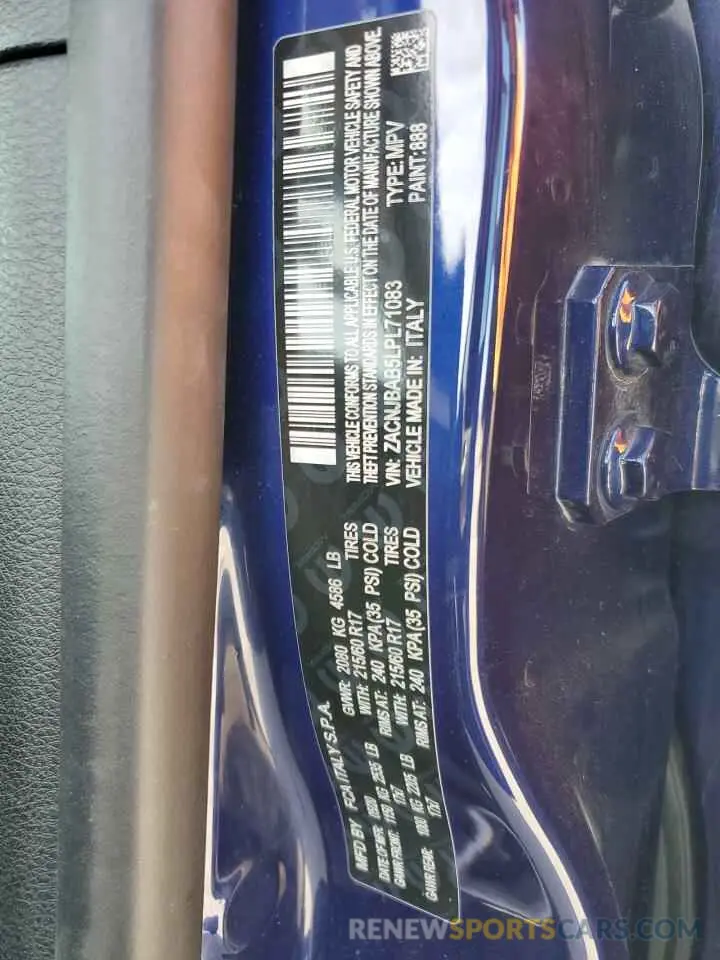 14 Photograph of a damaged car ZACNJBAB5LPL71083 JEEP RENEGADE 2020