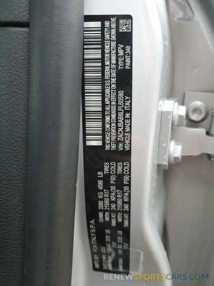 13 Photograph of a damaged car ZACNJBAB8LPL60580 JEEP RENEGADE 2020