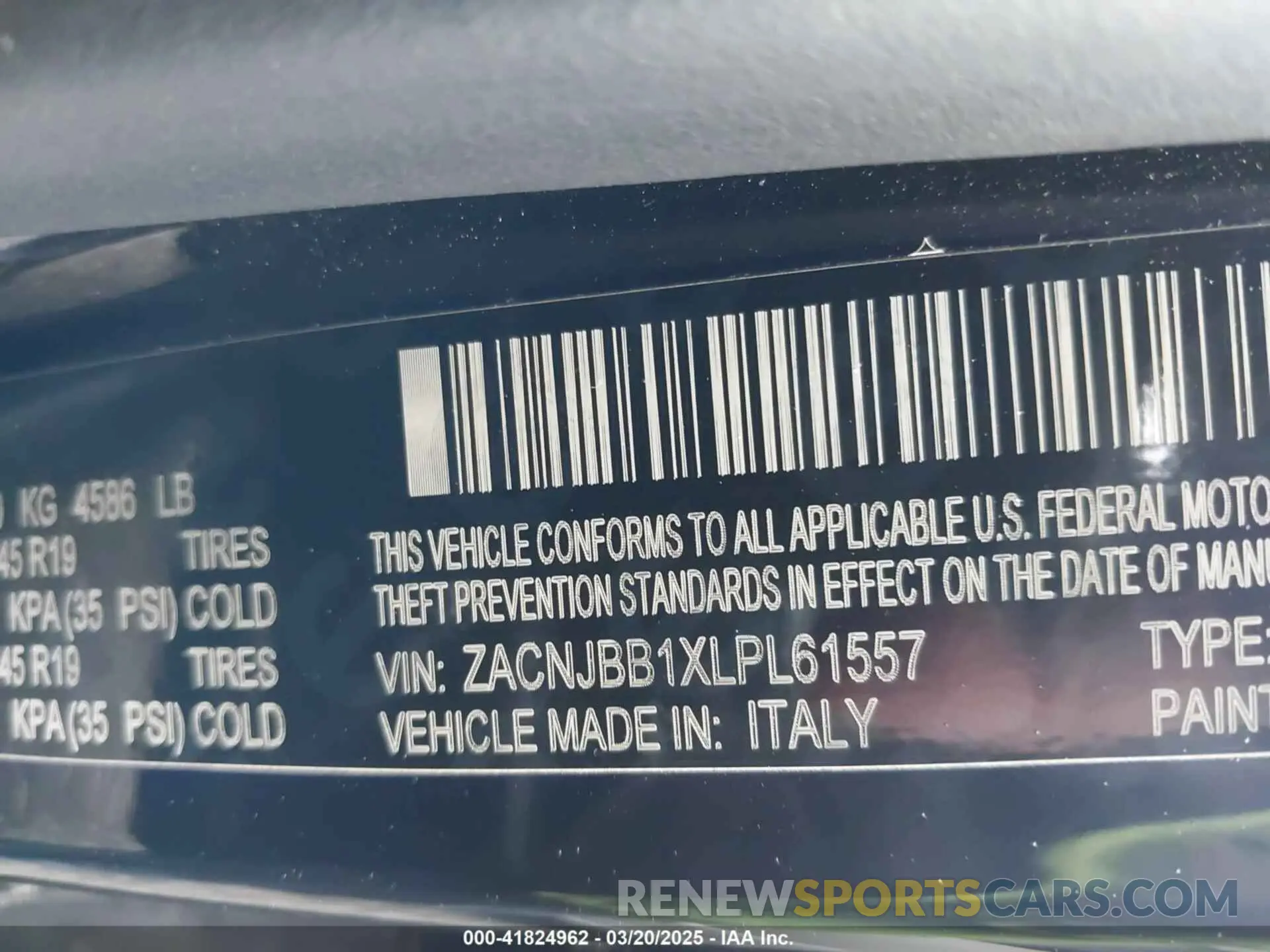 9 Photograph of a damaged car ZACNJBB1XLPL61557 JEEP RENEGADE 2020