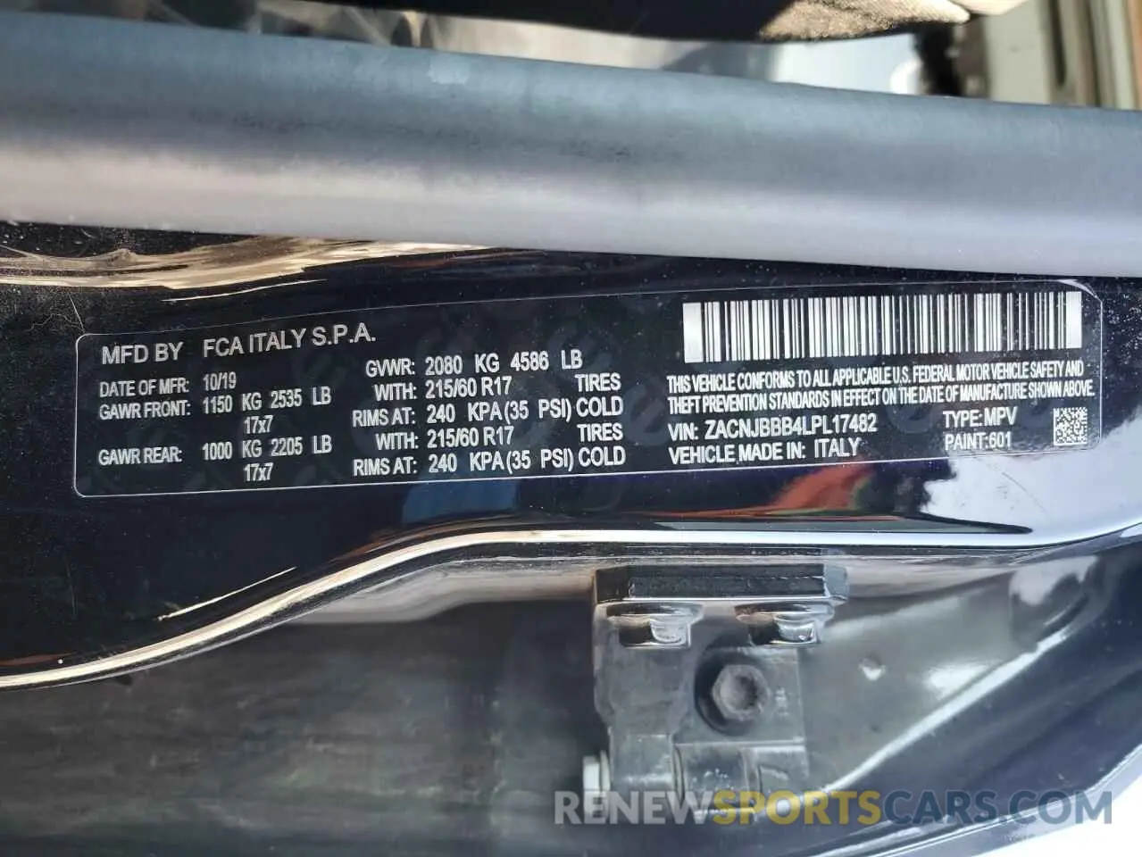 14 Photograph of a damaged car ZACNJBBB4LPL17482 JEEP RENEGADE 2020
