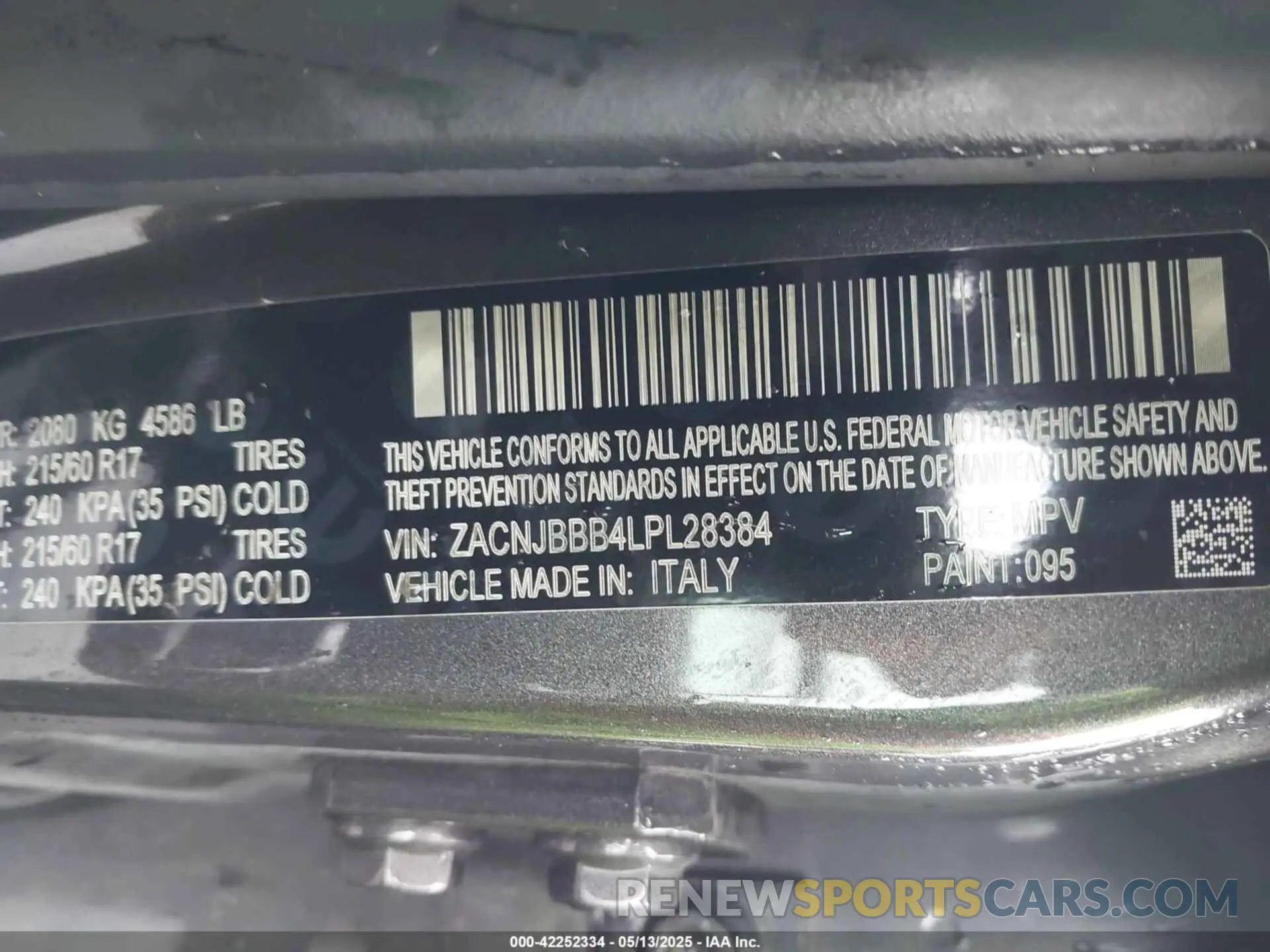9 Photograph of a damaged car ZACNJBBB4LPL28384 JEEP RENEGADE 2020