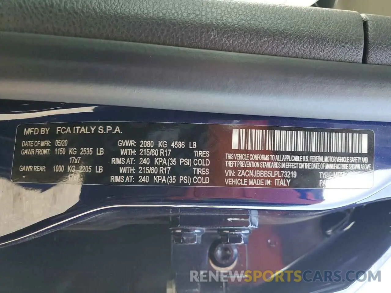 13 Photograph of a damaged car ZACNJBBB5LPL73219 JEEP RENEGADE 2020