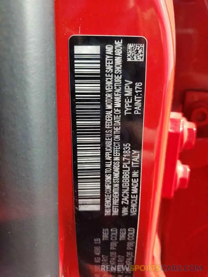 13 Photograph of a damaged car ZACNJBBB6LPL71835 JEEP RENEGADE 2020