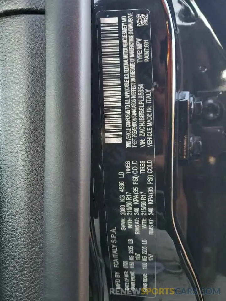 13 Photograph of a damaged car ZACNJBBB6LPL85654 JEEP RENEGADE 2020