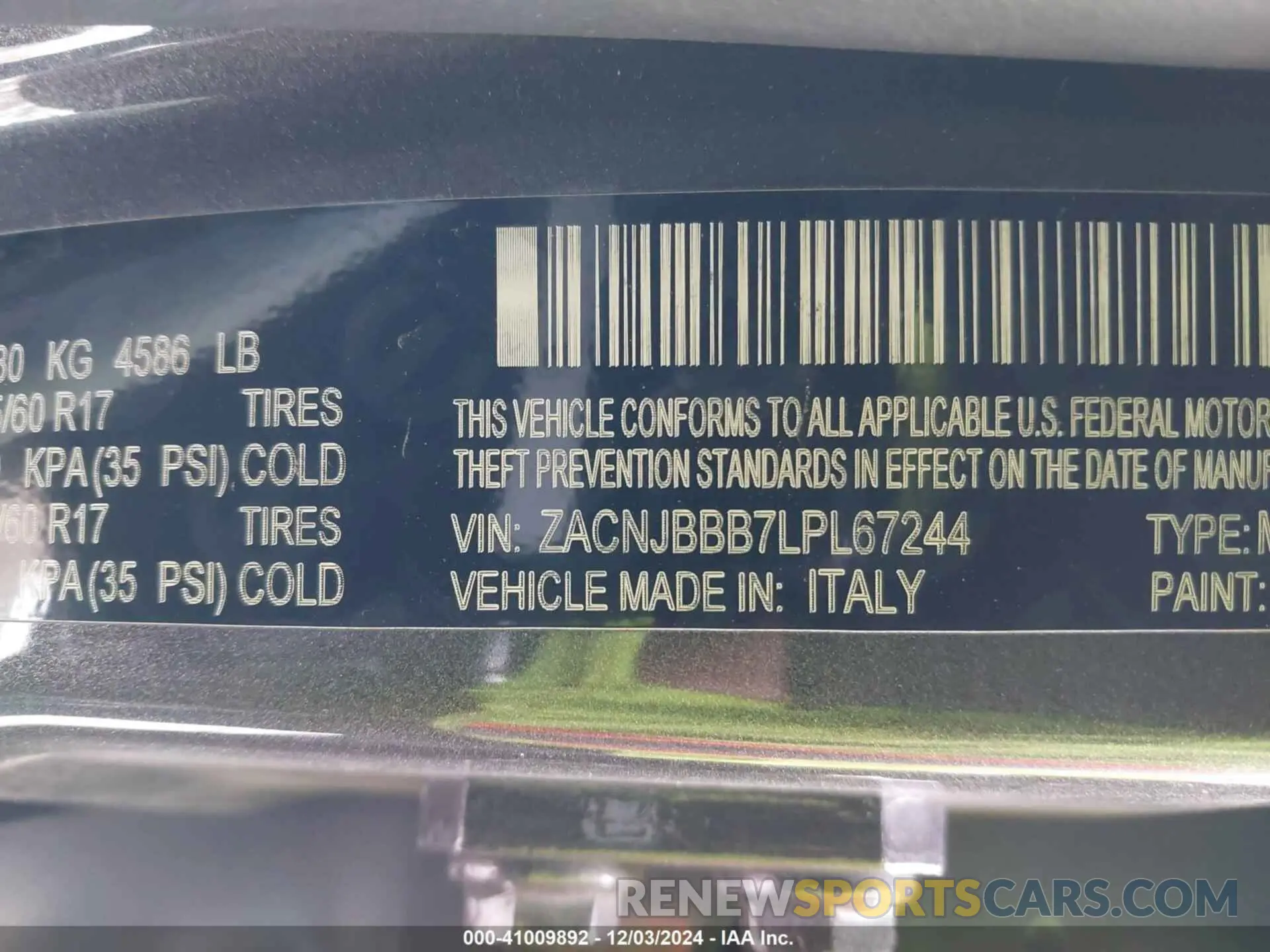 9 Photograph of a damaged car ZACNJBBB7LPL67244 JEEP RENEGADE 2020