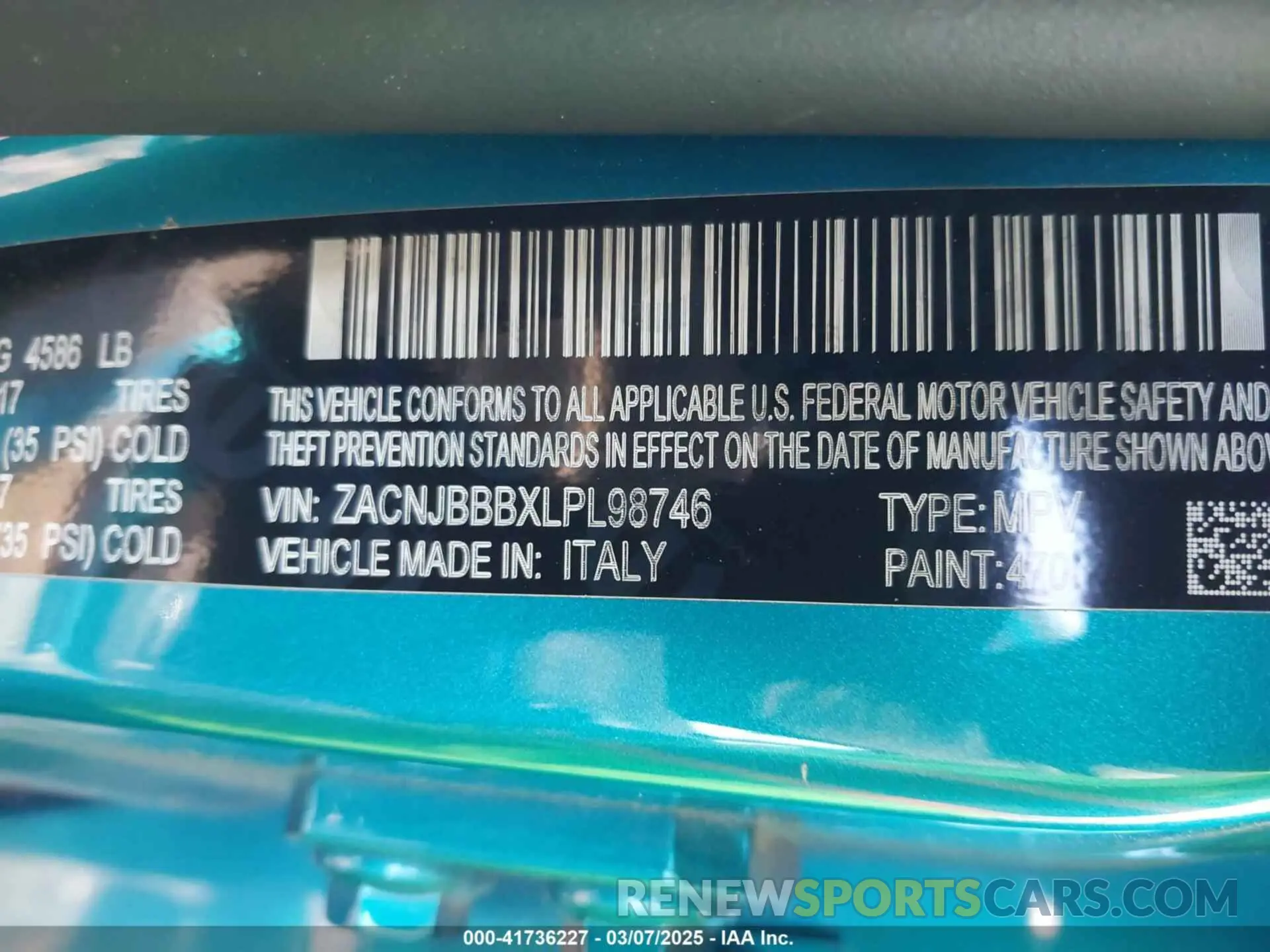9 Photograph of a damaged car ZACNJBBBXLPL98746 JEEP RENEGADE 2020