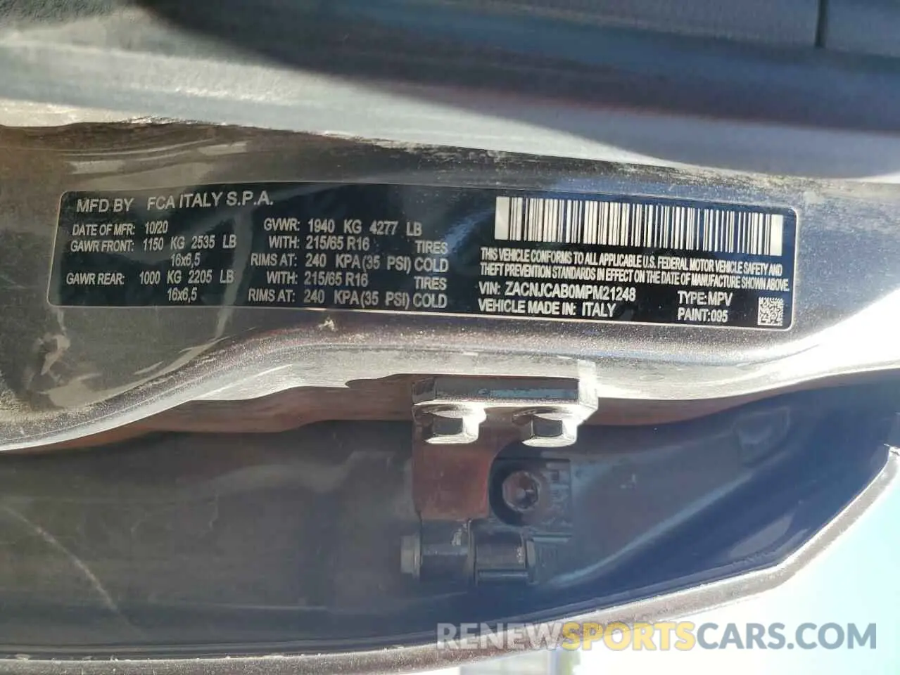 14 Photograph of a damaged car ZACNJCAB0MPM21248 JEEP RENEGADE 2021