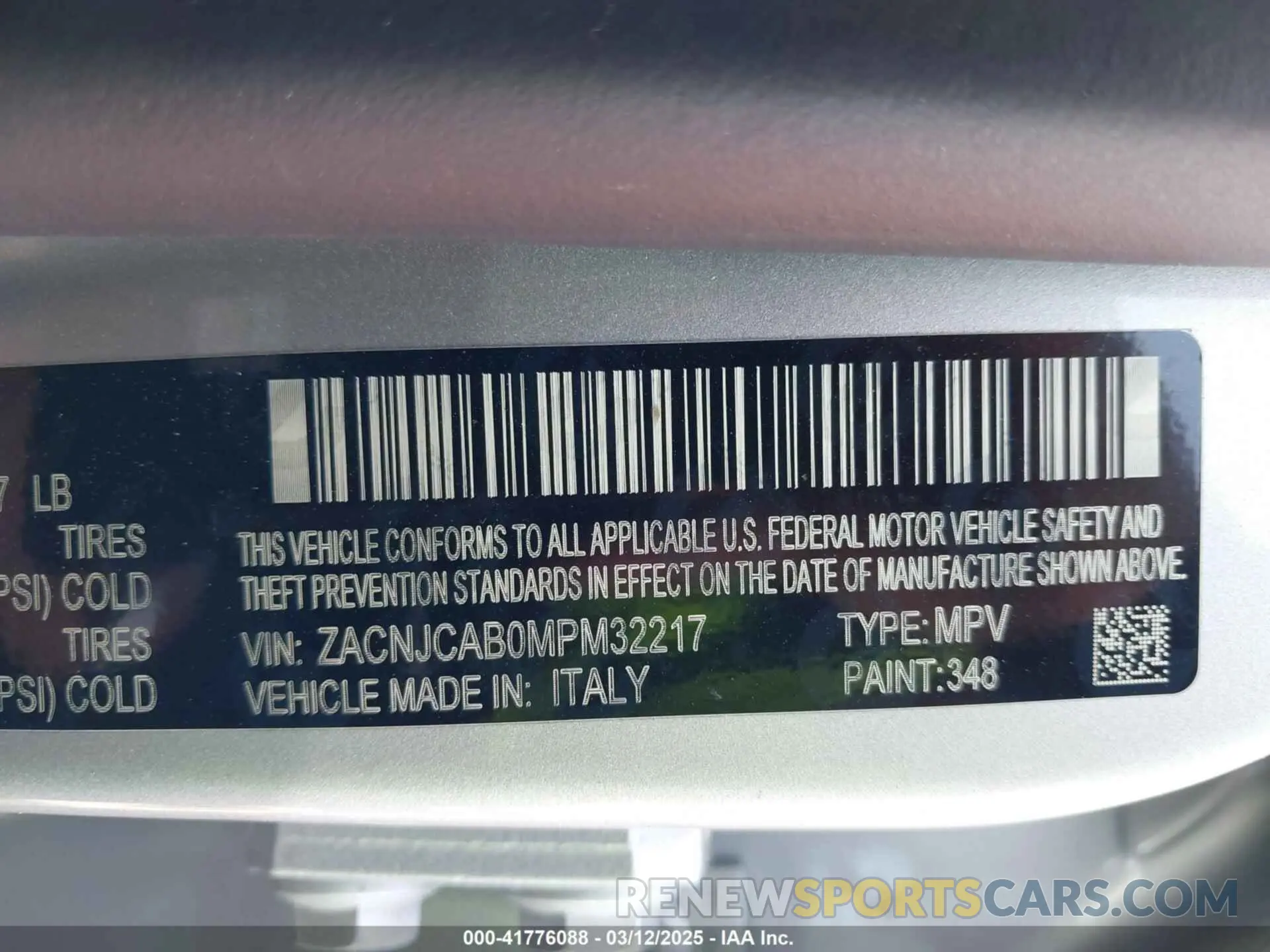 9 Photograph of a damaged car ZACNJCAB0MPM32217 JEEP RENEGADE 2021