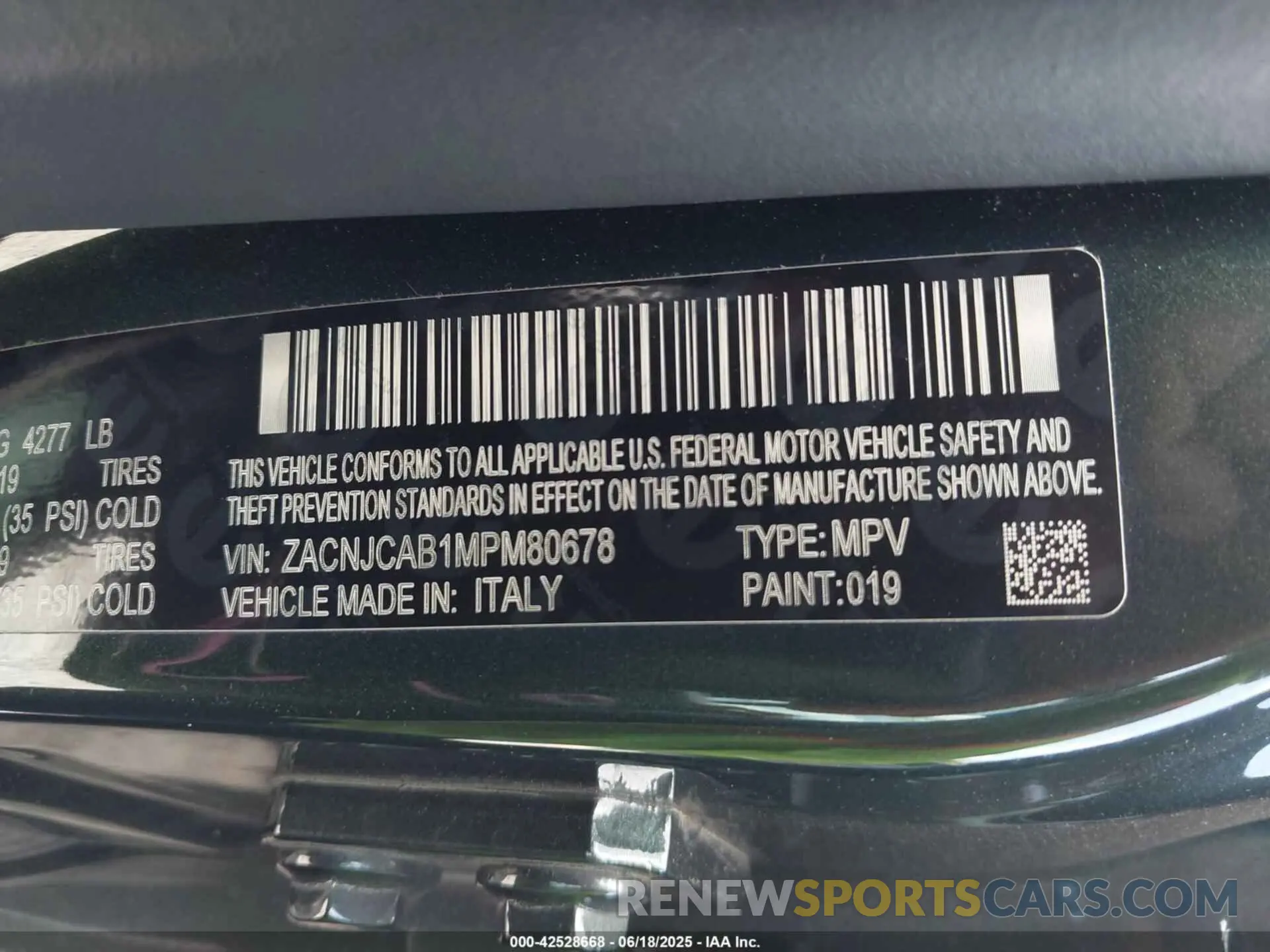9 Photograph of a damaged car ZACNJCAB1MPM80678 JEEP RENEGADE 2021