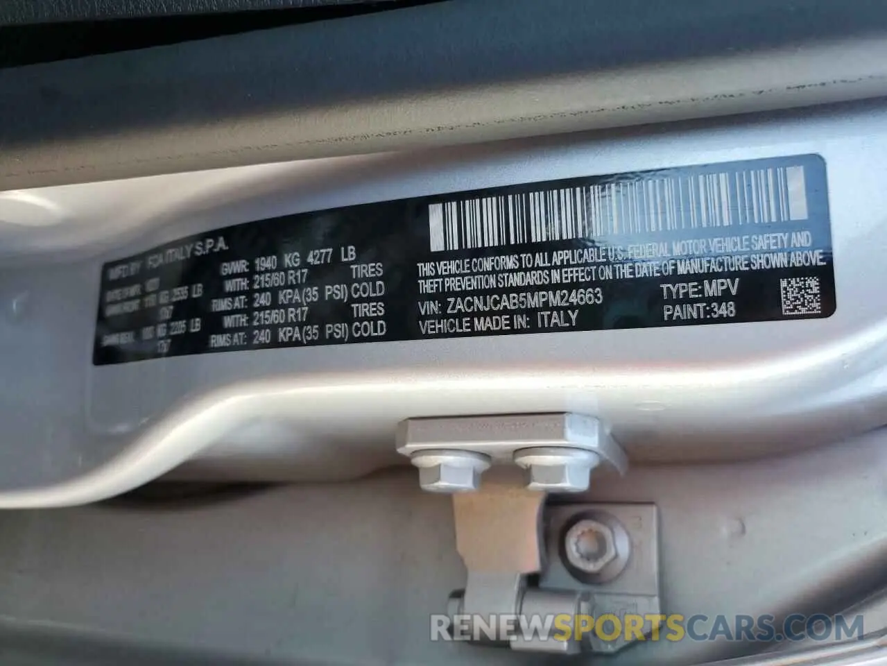 15 Photograph of a damaged car ZACNJCAB5MPM24663 JEEP RENEGADE 2021