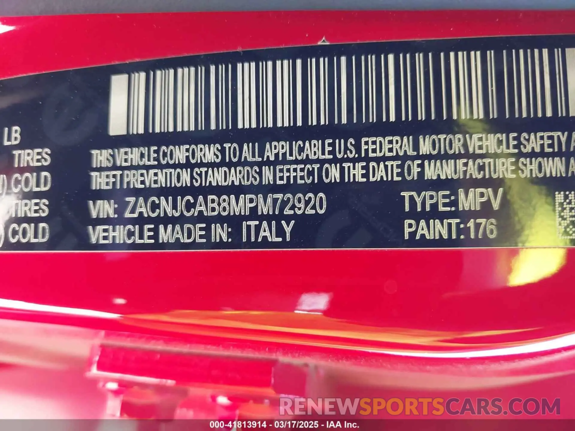 9 Photograph of a damaged car ZACNJCAB8MPM72920 JEEP RENEGADE 2021