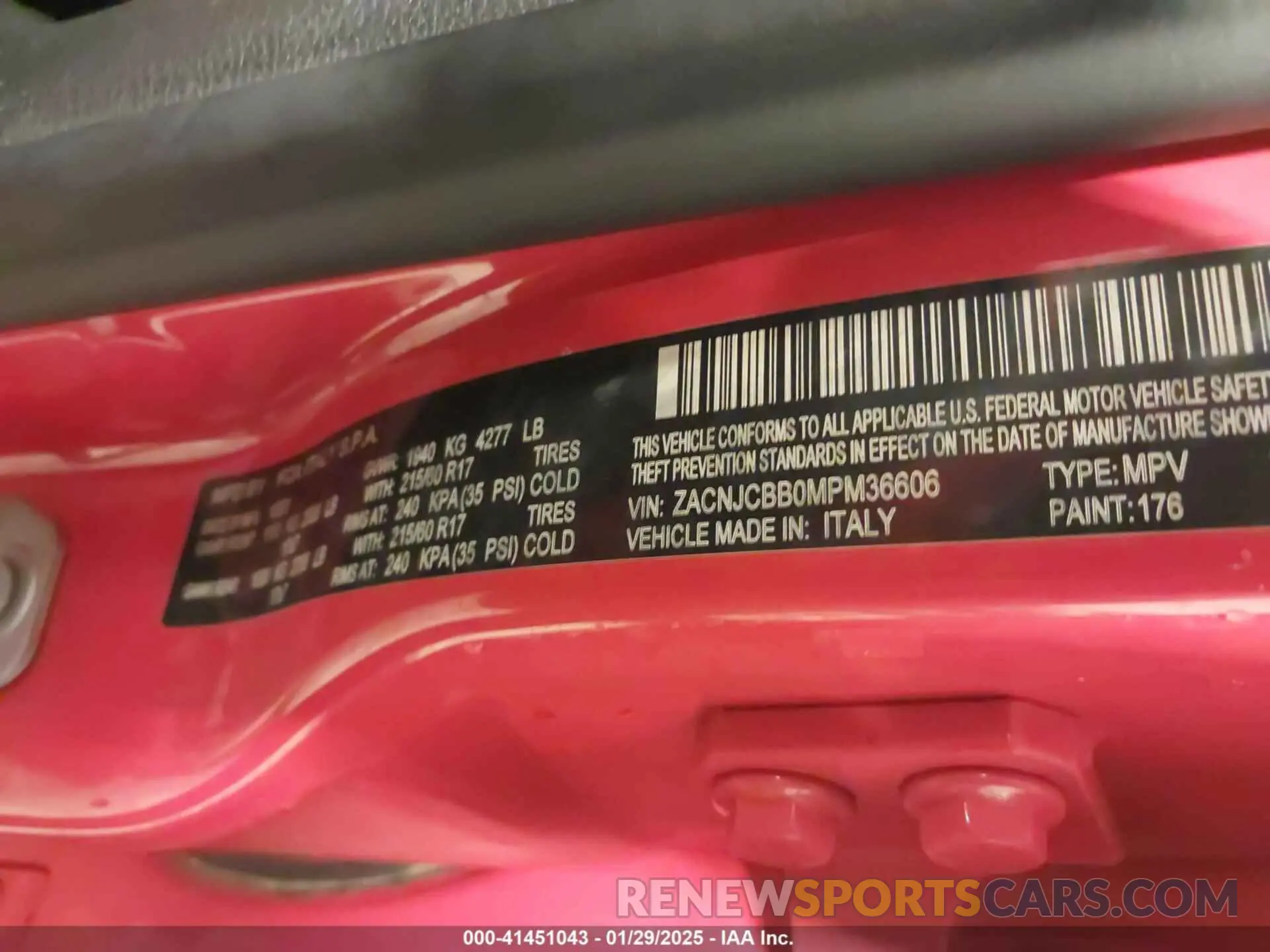9 Photograph of a damaged car ZACNJCBB0MPM36606 JEEP RENEGADE 2021