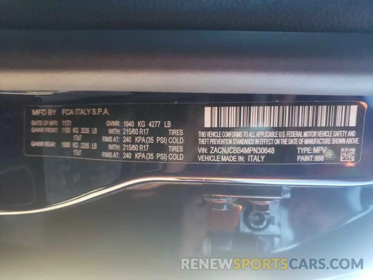 15 Photograph of a damaged car ZACNJCBB4MPN30648 JEEP RENEGADE 2021