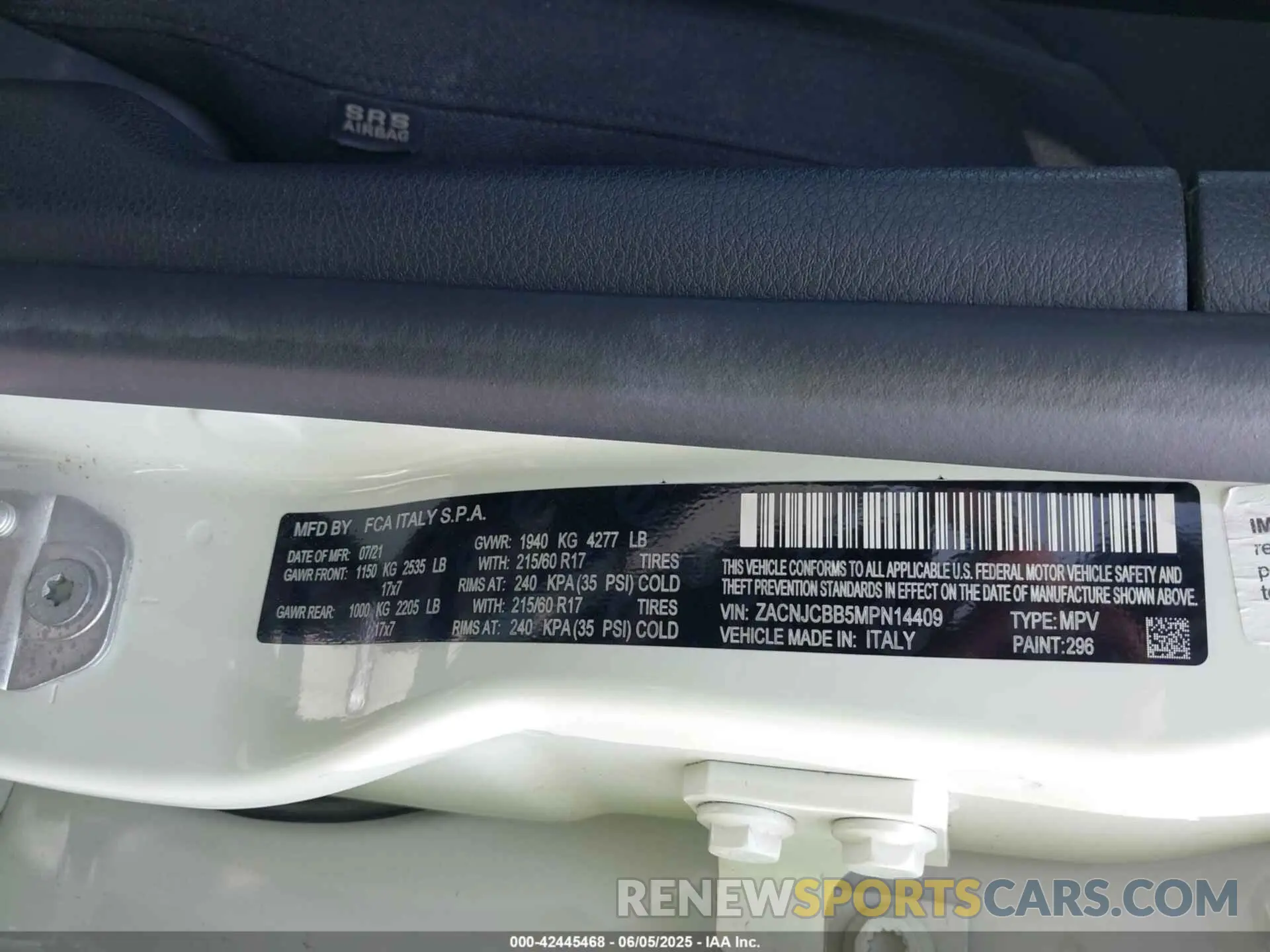 9 Photograph of a damaged car ZACNJCBB5MPN14409 JEEP RENEGADE 2021