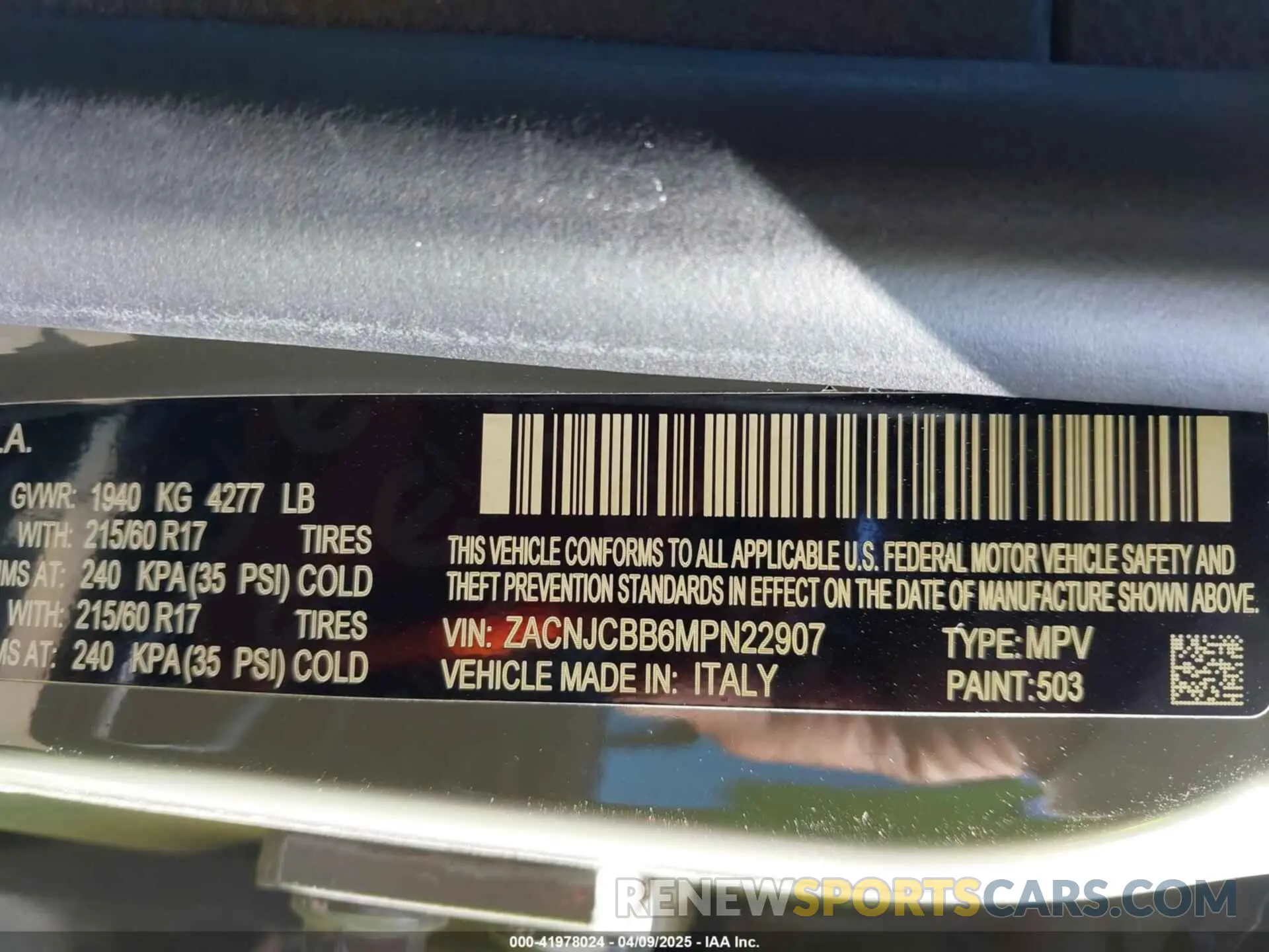 9 Photograph of a damaged car ZACNJCBB6MPN22907 JEEP RENEGADE 2021