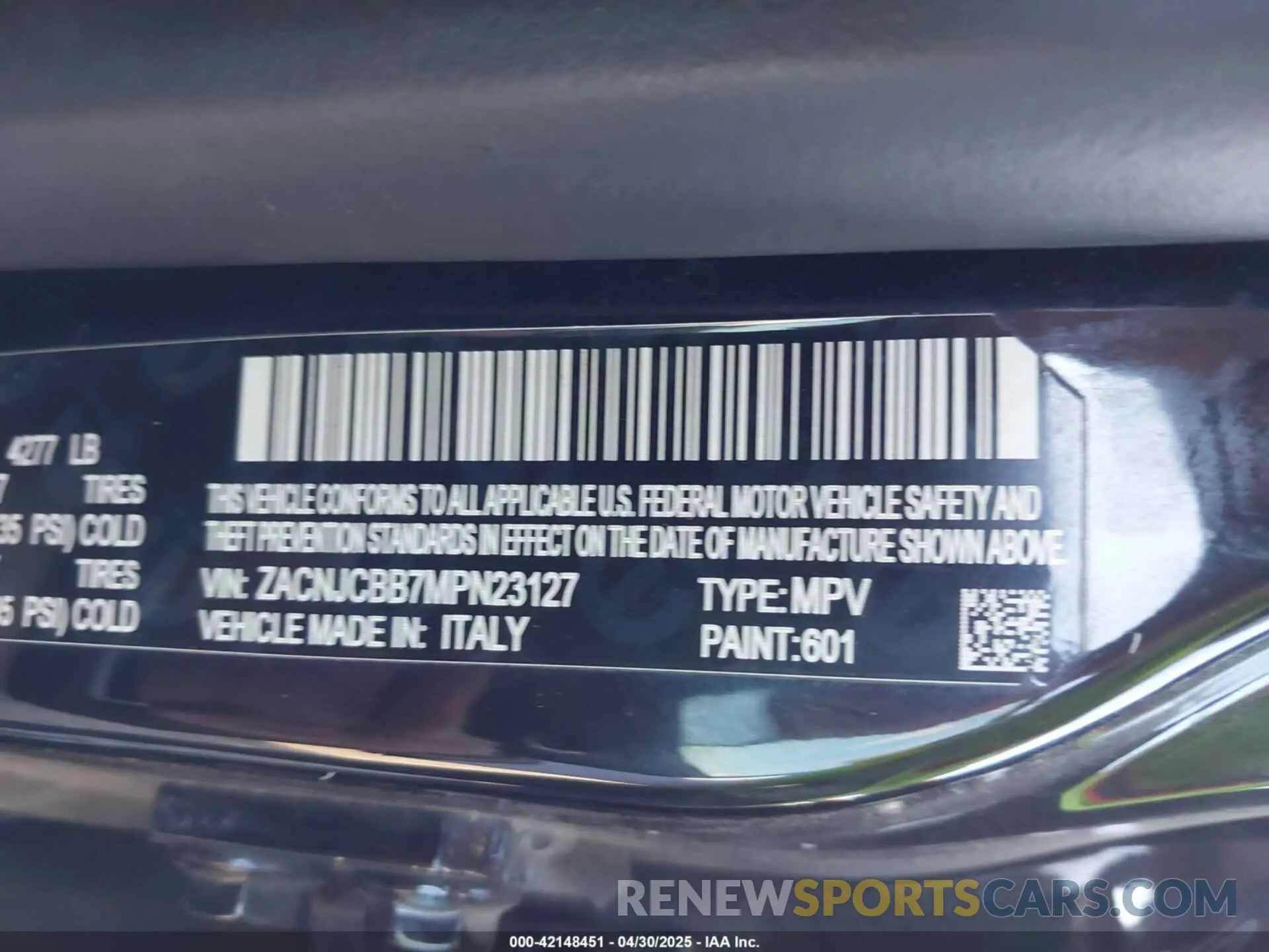 9 Photograph of a damaged car ZACNJCBB7MPN23127 JEEP RENEGADE 2021