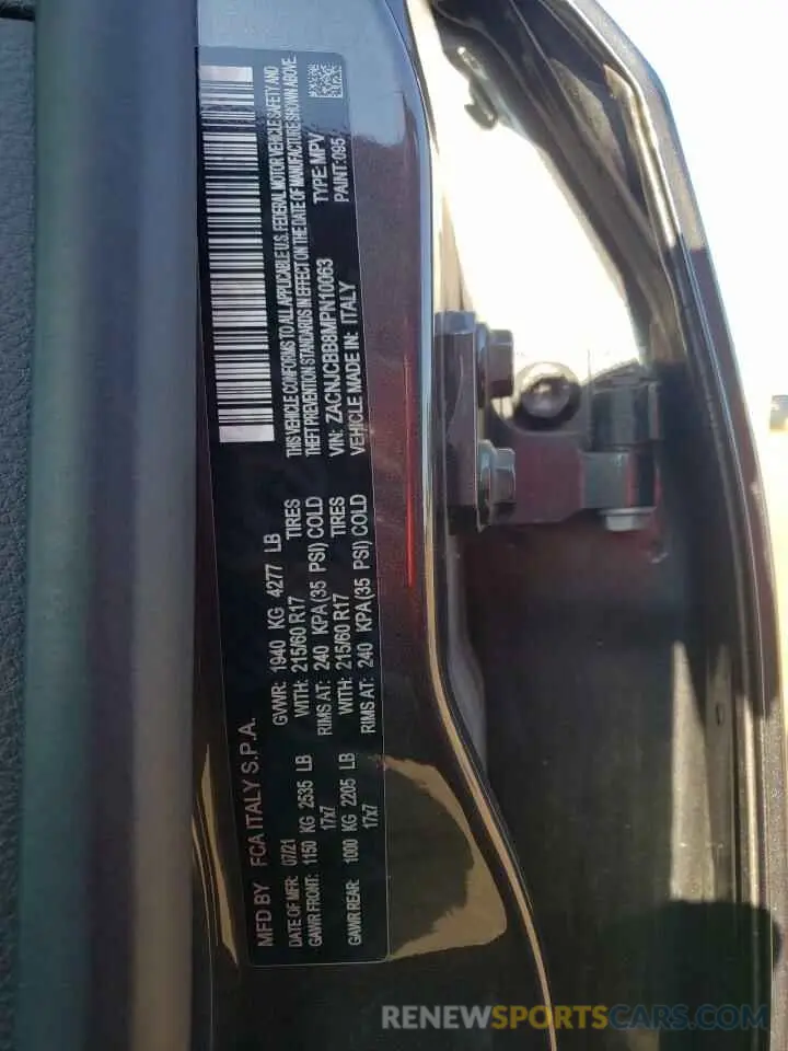 15 Photograph of a damaged car ZACNJCBB8MPN10063 JEEP RENEGADE 2021