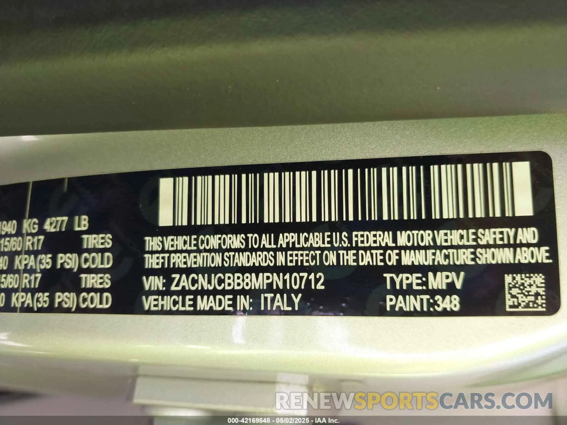 9 Photograph of a damaged car ZACNJCBB8MPN10712 JEEP RENEGADE 2021