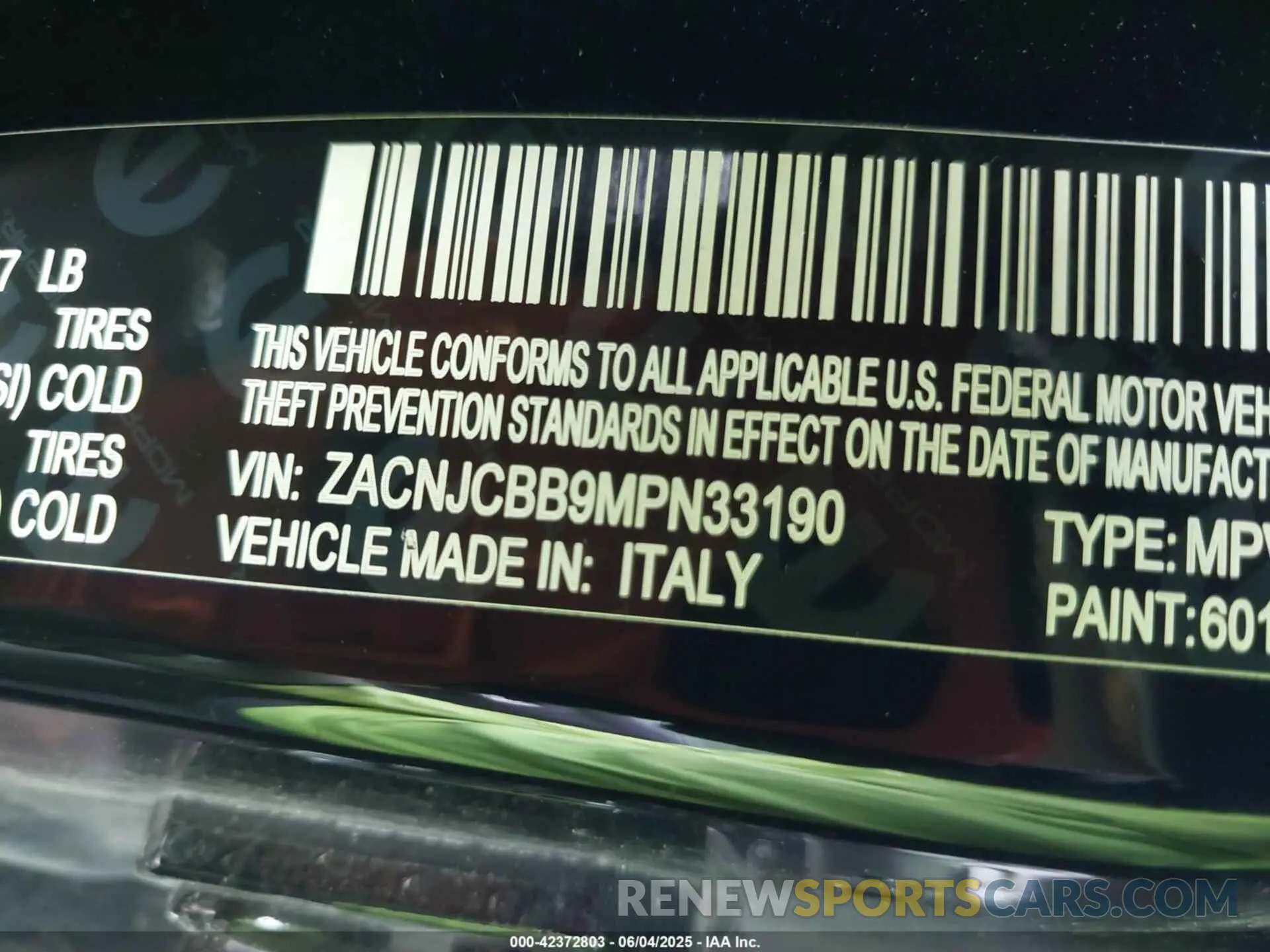 9 Photograph of a damaged car ZACNJCBB9MPN33190 JEEP RENEGADE 2021