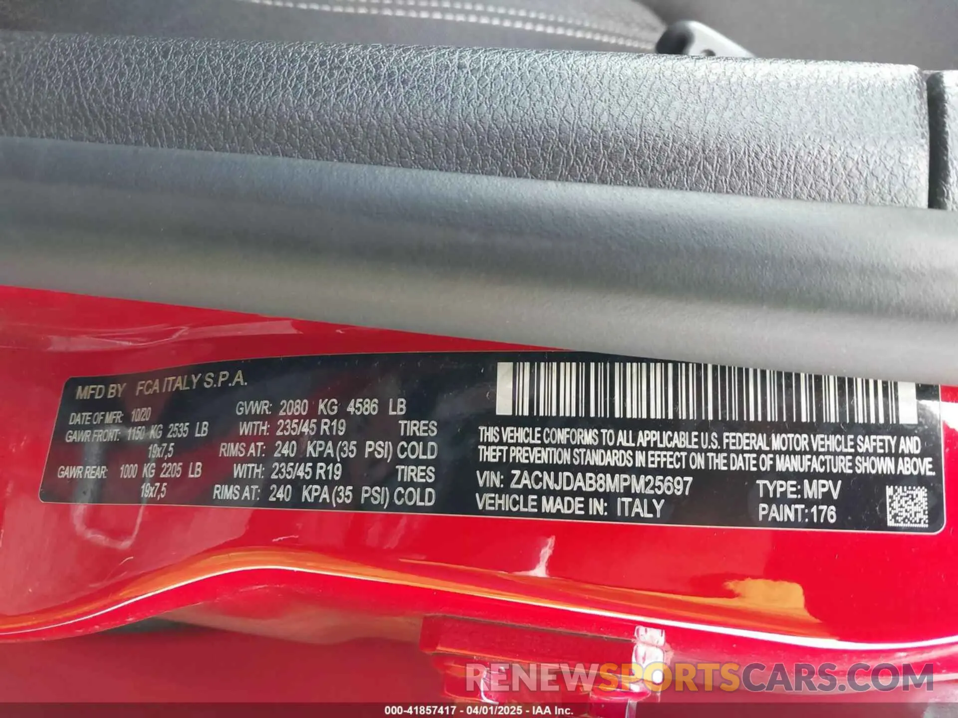9 Photograph of a damaged car ZACNJDAB8MPM25697 JEEP RENEGADE 2021