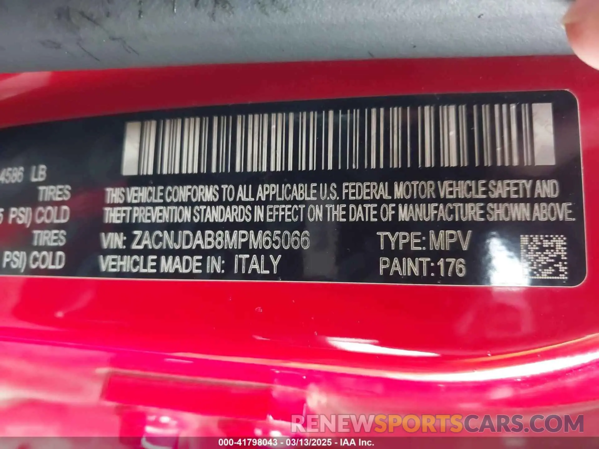 9 Photograph of a damaged car ZACNJDAB8MPM65066 JEEP RENEGADE 2021