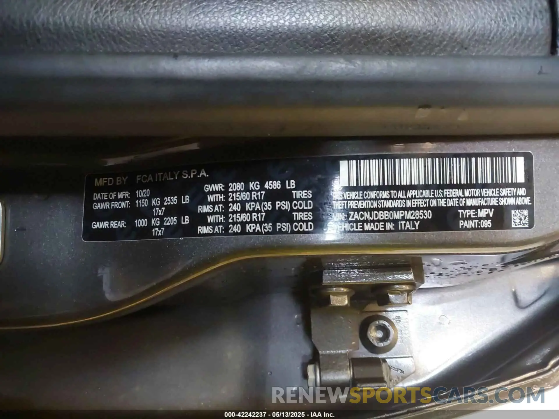9 Photograph of a damaged car ZACNJDBB0MPM28530 JEEP RENEGADE 2021