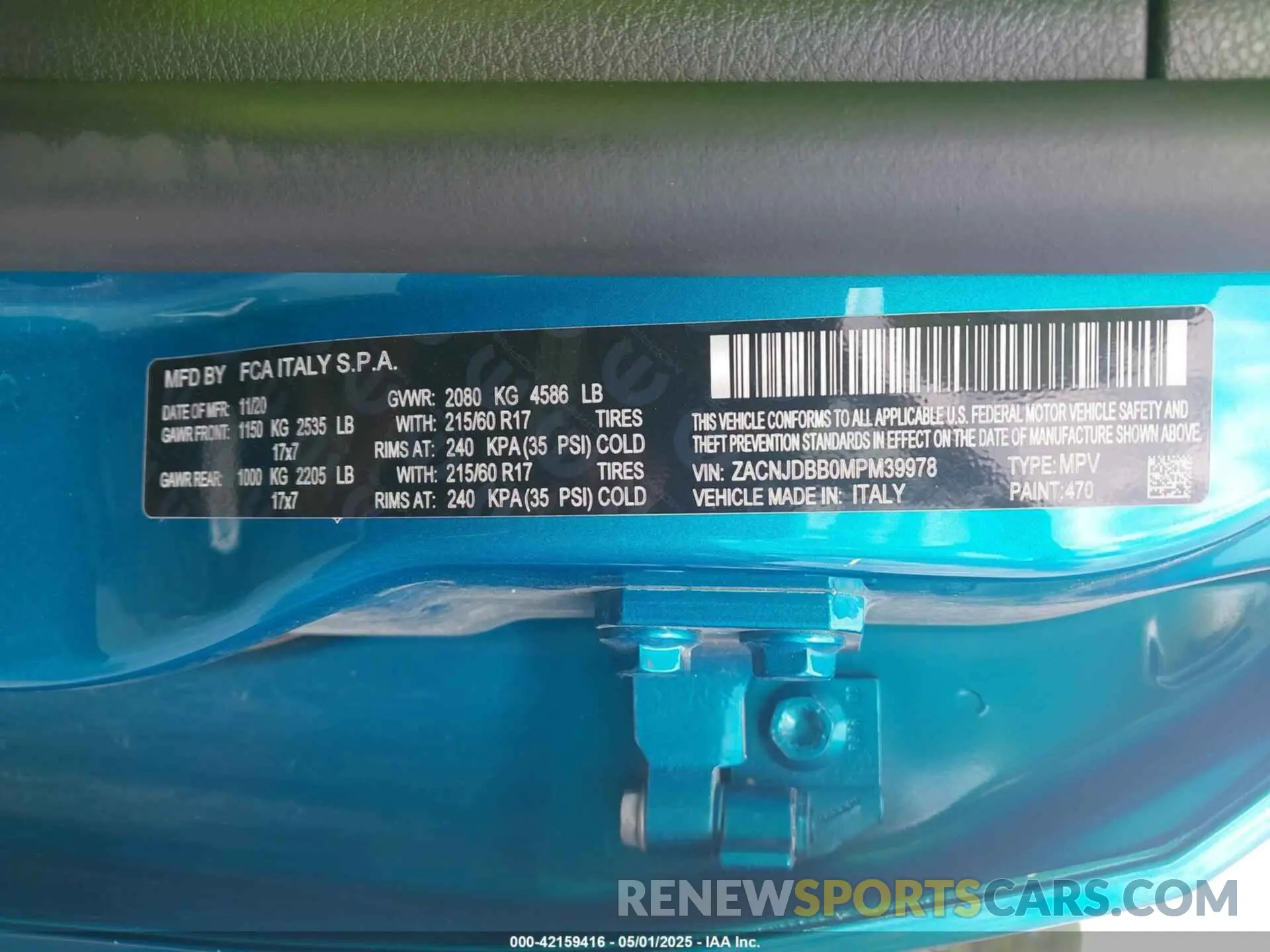 9 Photograph of a damaged car ZACNJDBB0MPM39978 JEEP RENEGADE 2021