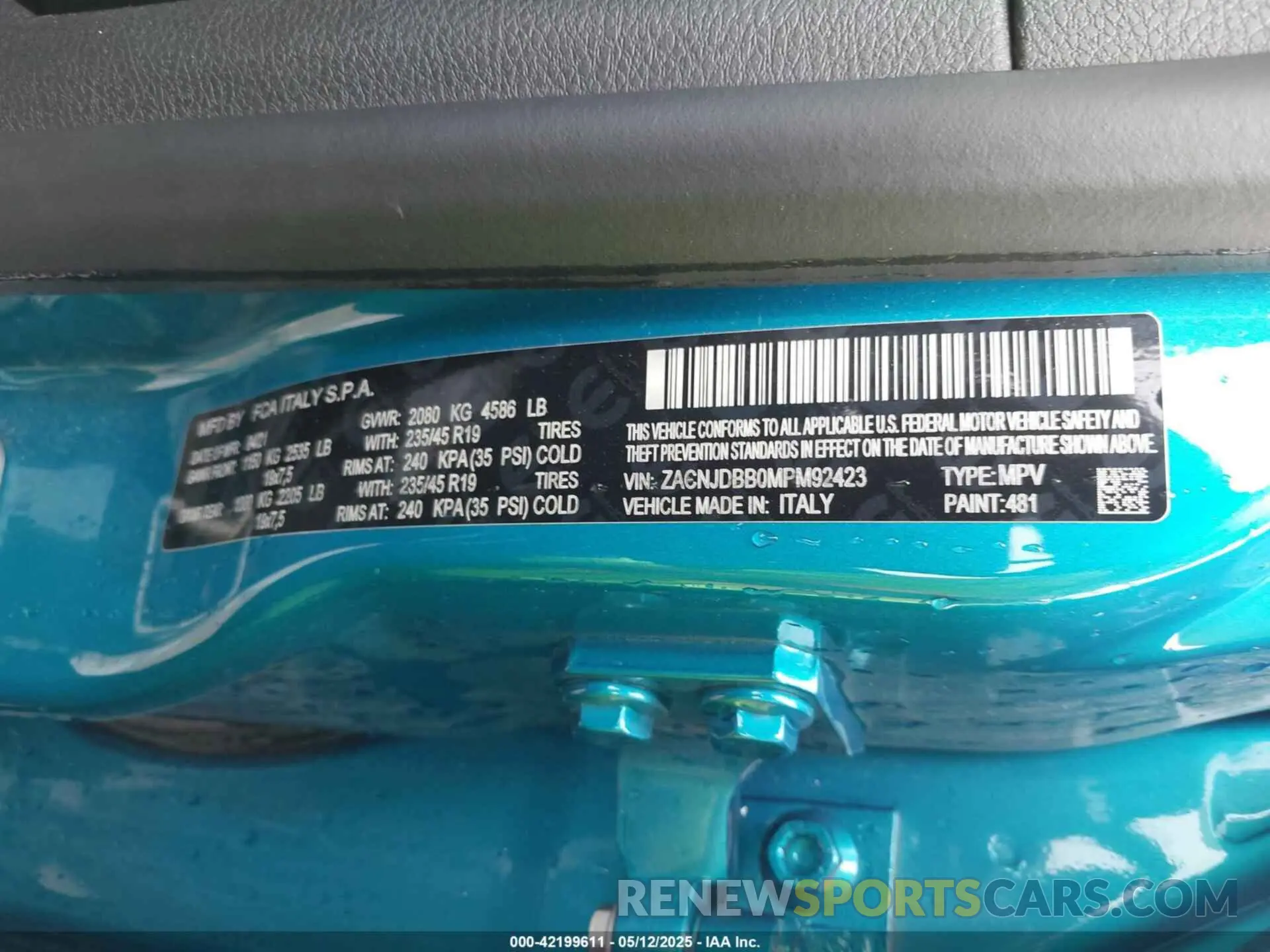 9 Photograph of a damaged car ZACNJDBB0MPM92423 JEEP RENEGADE 2021