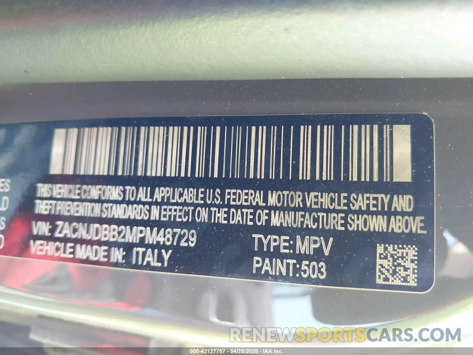 9 Photograph of a damaged car ZACNJDBB2MPM48729 JEEP RENEGADE 2021
