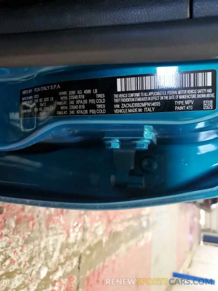 13 Photograph of a damaged car ZACNJDBB2MPN14695 JEEP RENEGADE 2021
