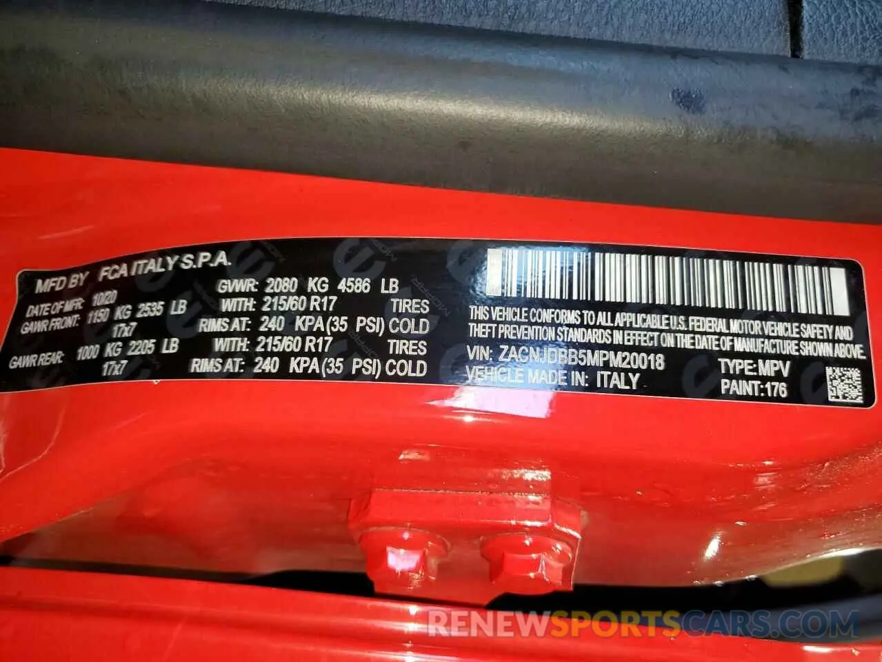 13 Photograph of a damaged car ZACNJDBB5MPM20018 JEEP RENEGADE 2021