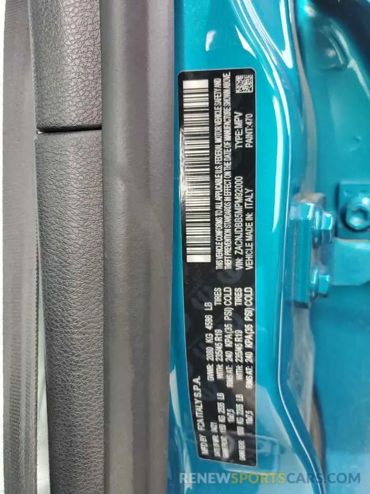 14 Photograph of a damaged car ZACNJDBB5MPM92000 JEEP RENEGADE 2021