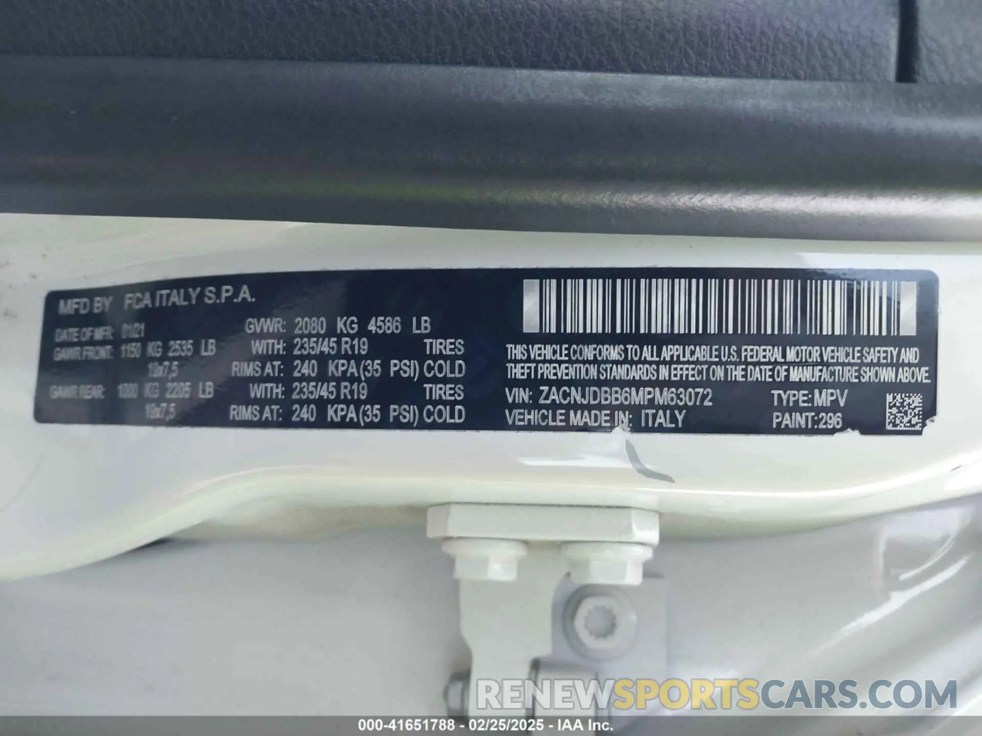 9 Photograph of a damaged car ZACNJDBB6MPM63072 JEEP RENEGADE 2021