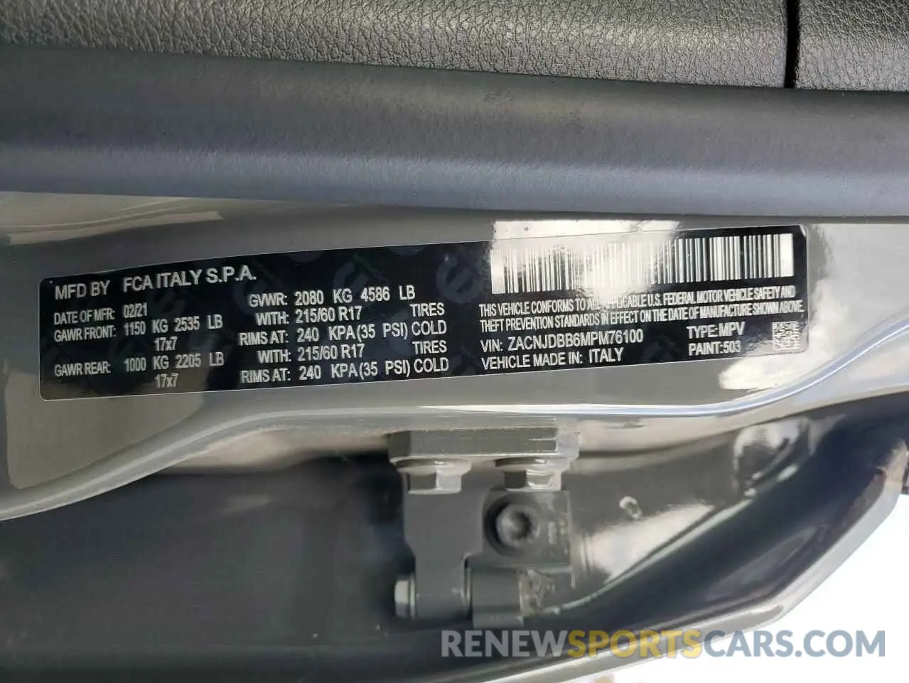 13 Photograph of a damaged car ZACNJDBB6MPM76100 JEEP RENEGADE 2021