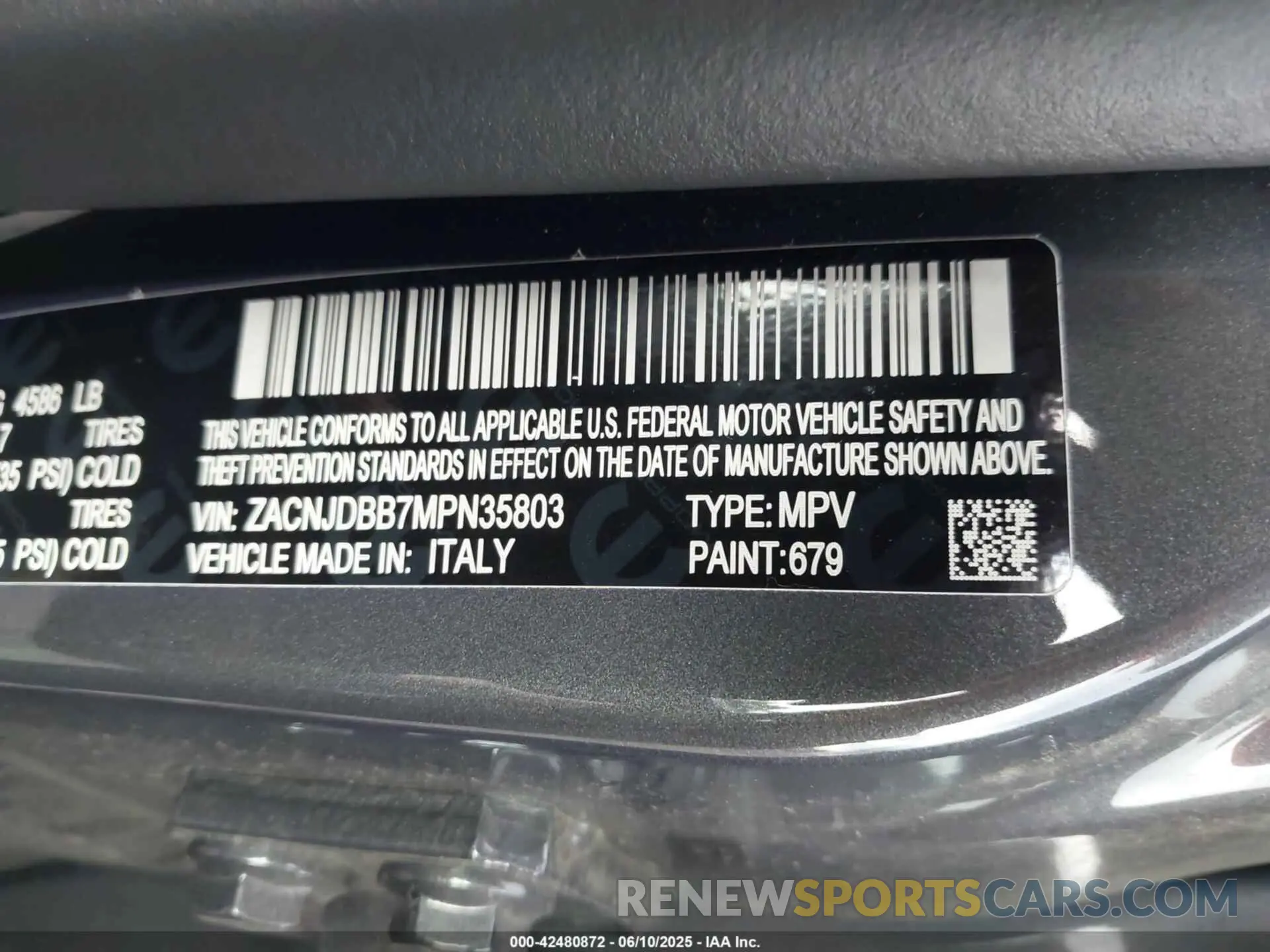 9 Photograph of a damaged car ZACNJDBB7MPN35803 JEEP RENEGADE 2021