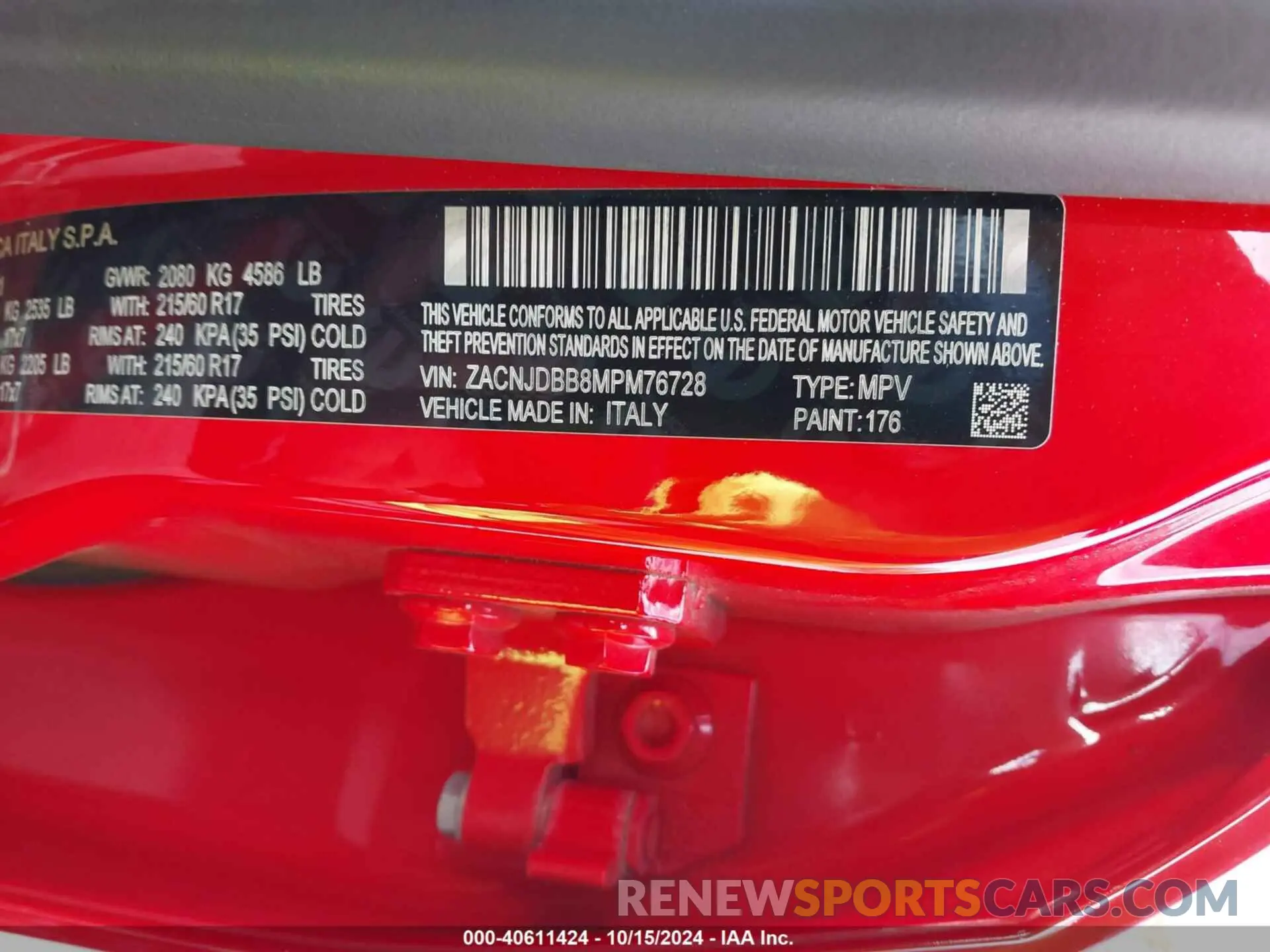 9 Photograph of a damaged car ZACNJDBB8MPM76728 JEEP RENEGADE 2021