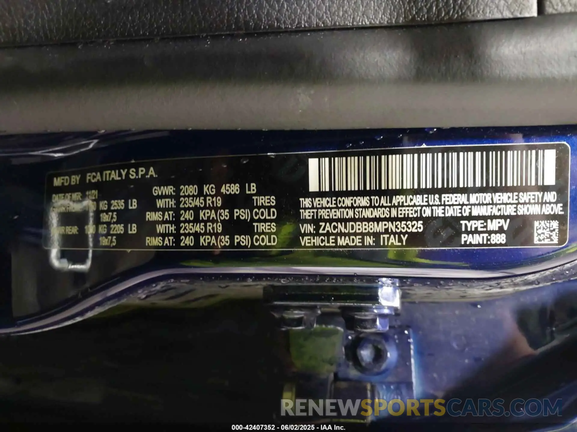 9 Photograph of a damaged car ZACNJDBB8MPN35325 JEEP RENEGADE 2021