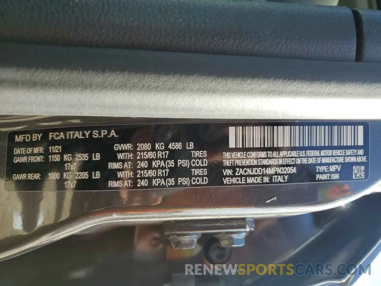 12 Photograph of a damaged car ZACNJDD14MPN32054 JEEP RENEGADE 2021