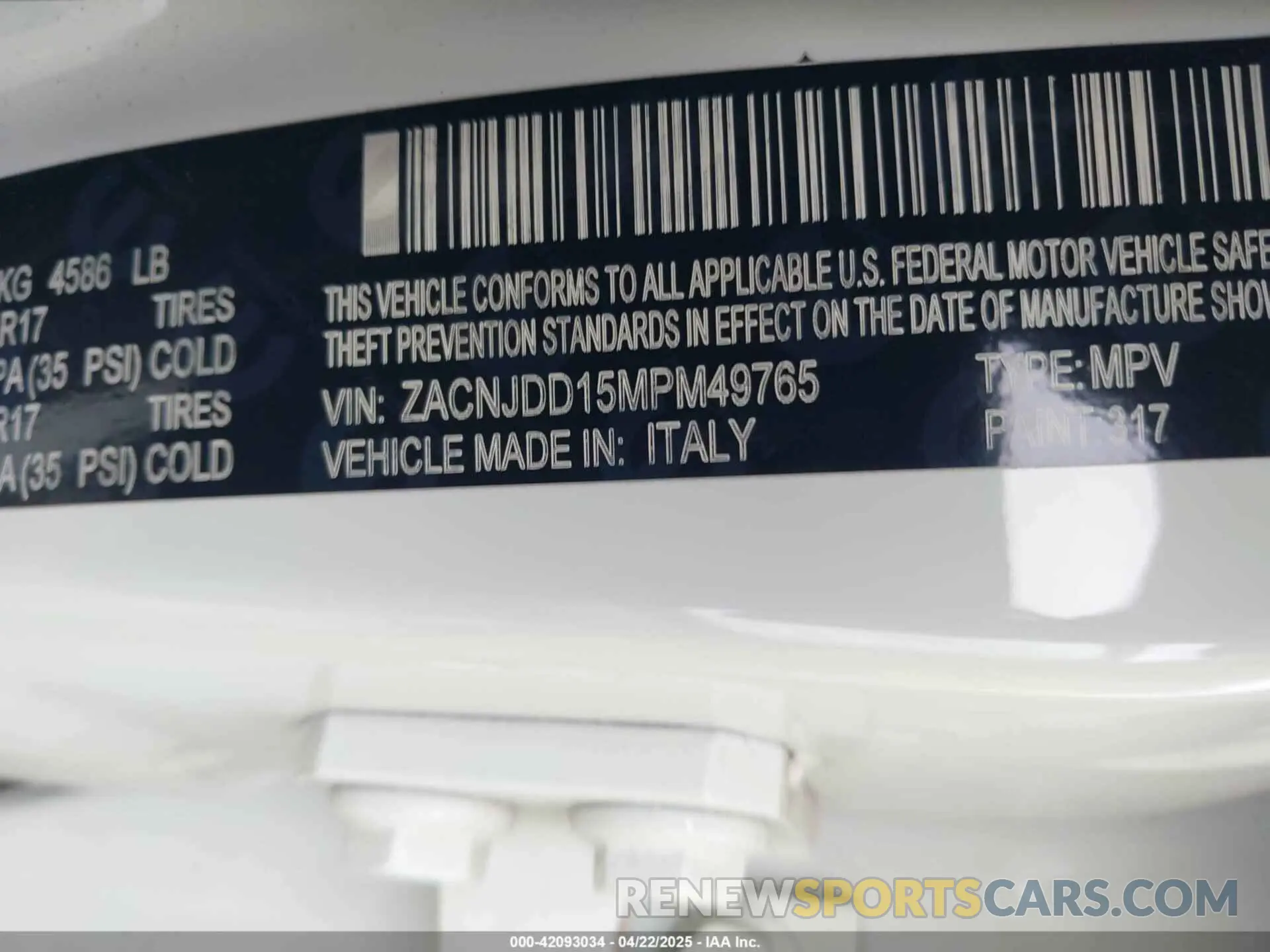 9 Photograph of a damaged car ZACNJDD15MPM49765 JEEP RENEGADE 2021