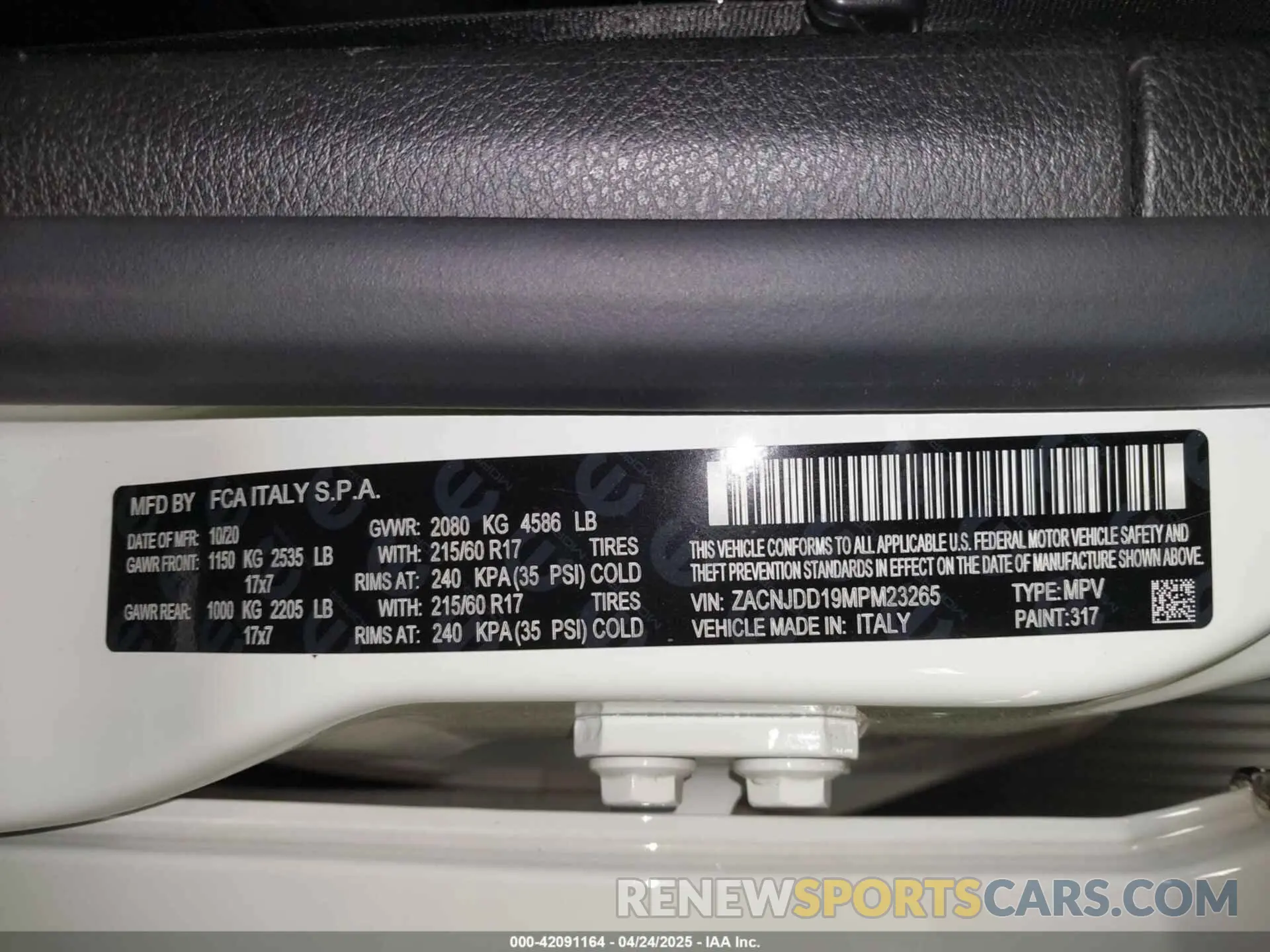 9 Photograph of a damaged car ZACNJDD19MPM23265 JEEP RENEGADE 2021