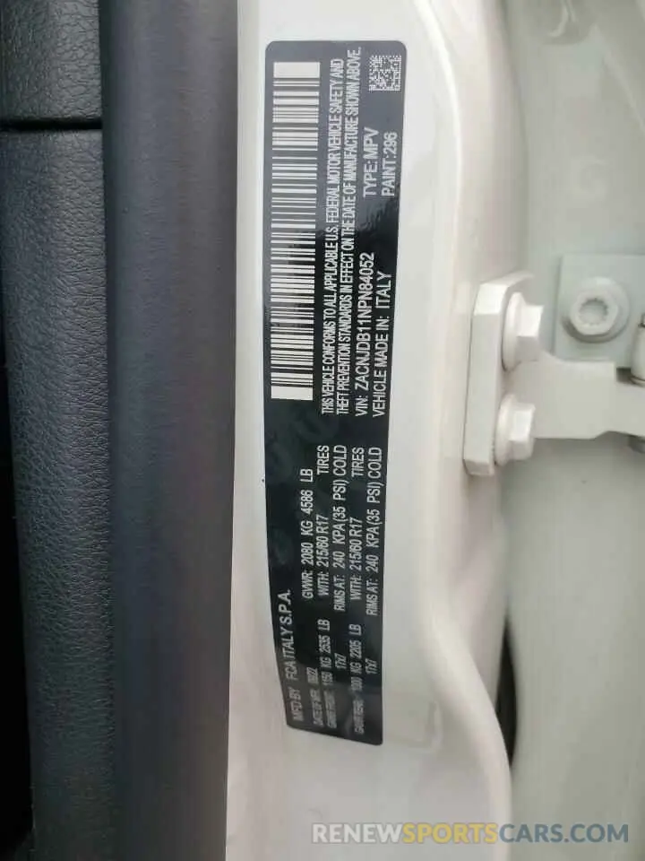 13 Photograph of a damaged car ZACNJDB11NPN84052 JEEP RENEGADE 2022